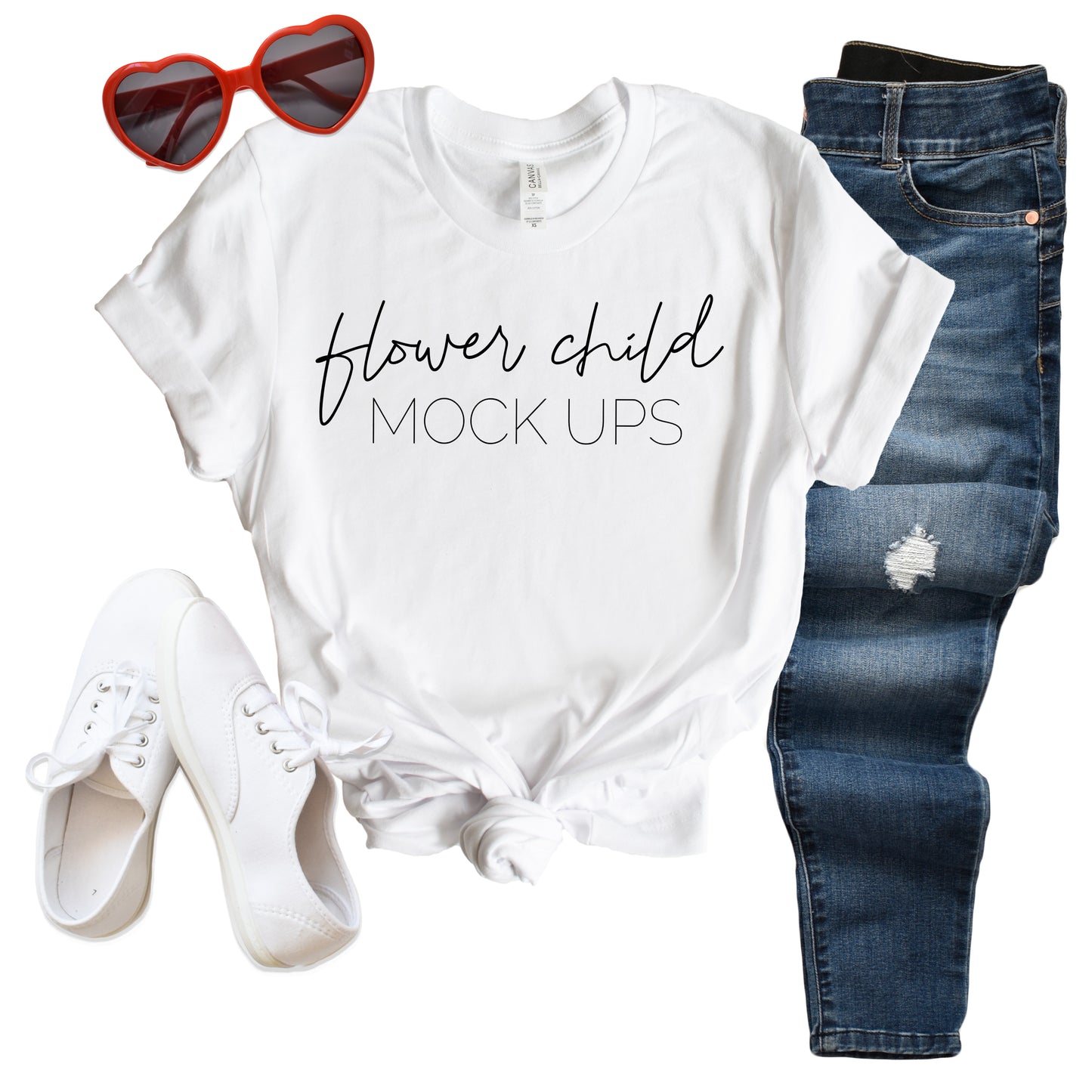 Bella Canvas 3001 White Valentine's Day Mockup - flowerchildmockups