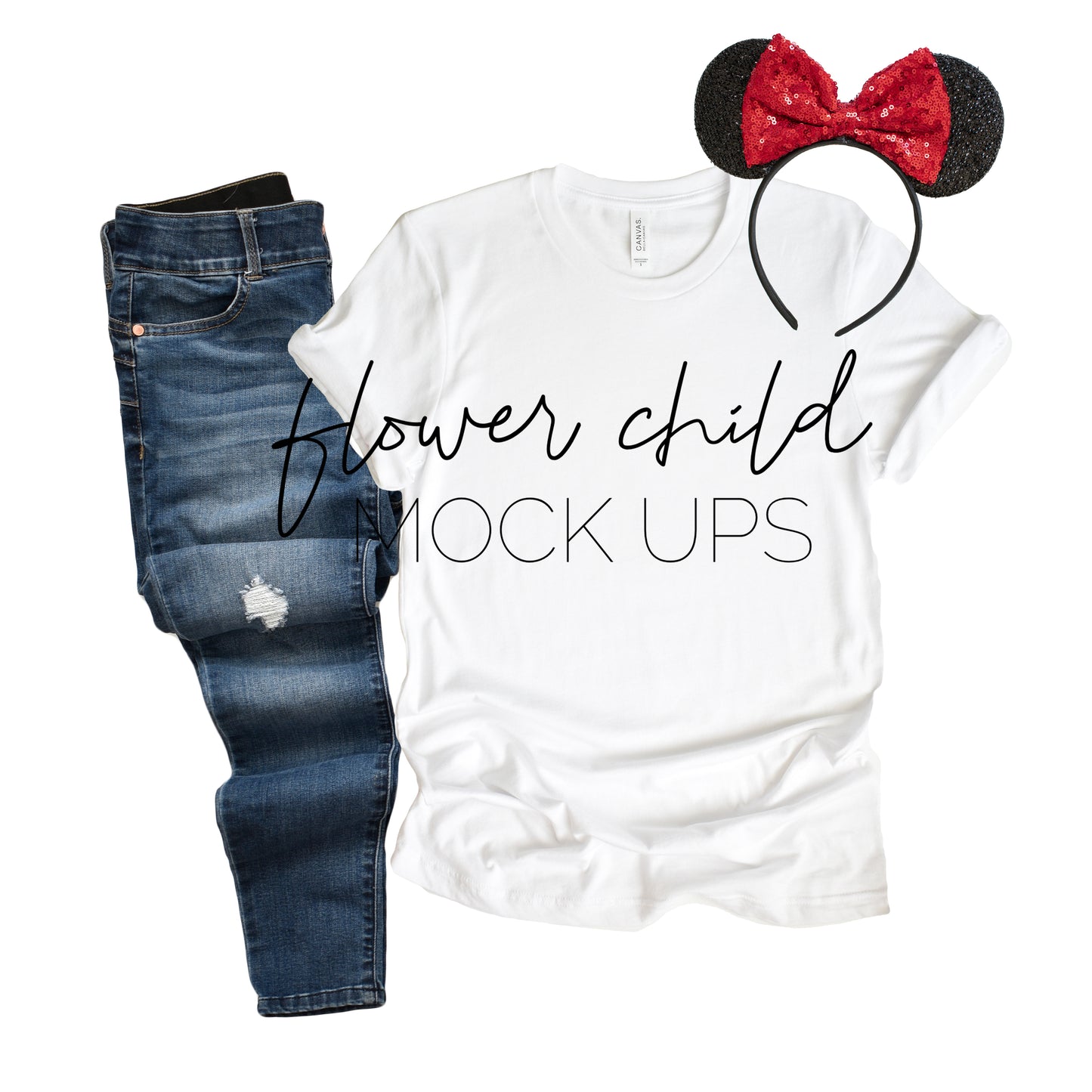 Bella Canvas 3001 White Mockup Disney - flowerchildmockups