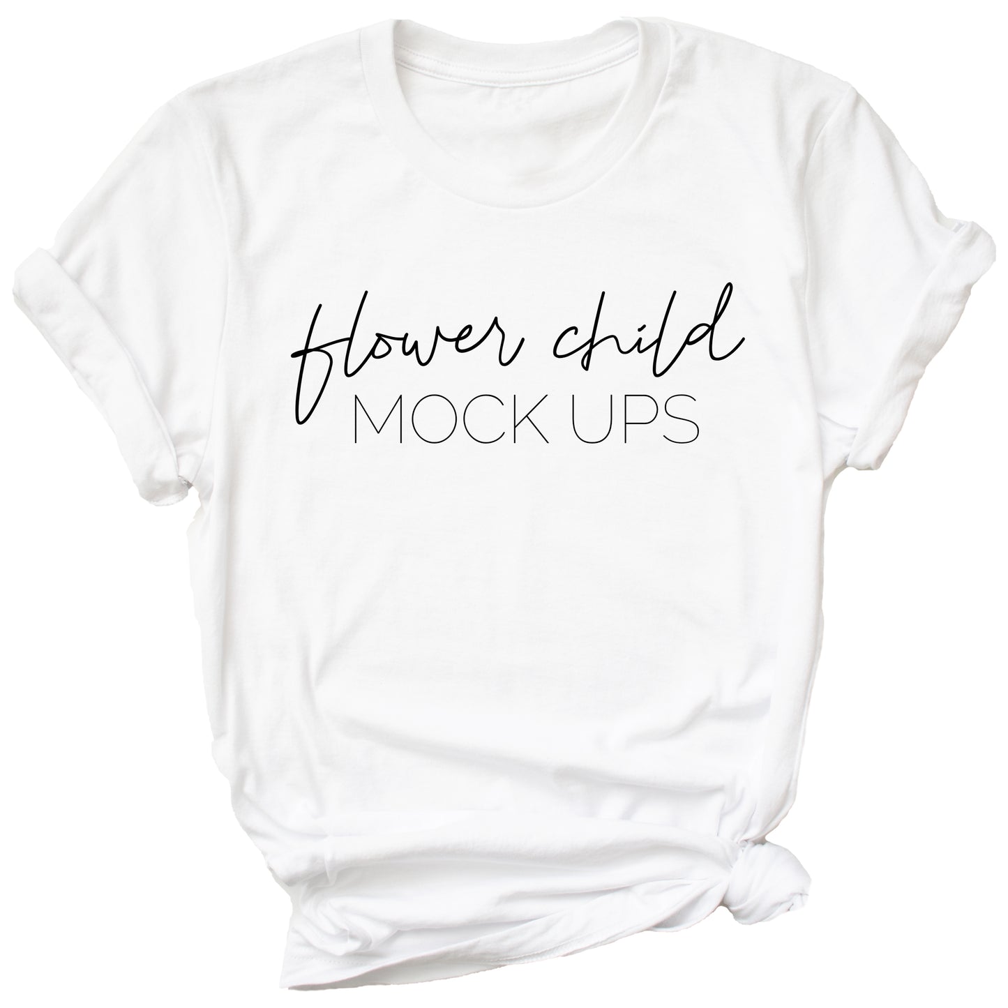 Bella Canvas 3001 White Mock-up Side Knot TAGLESS - flowerchildmockups