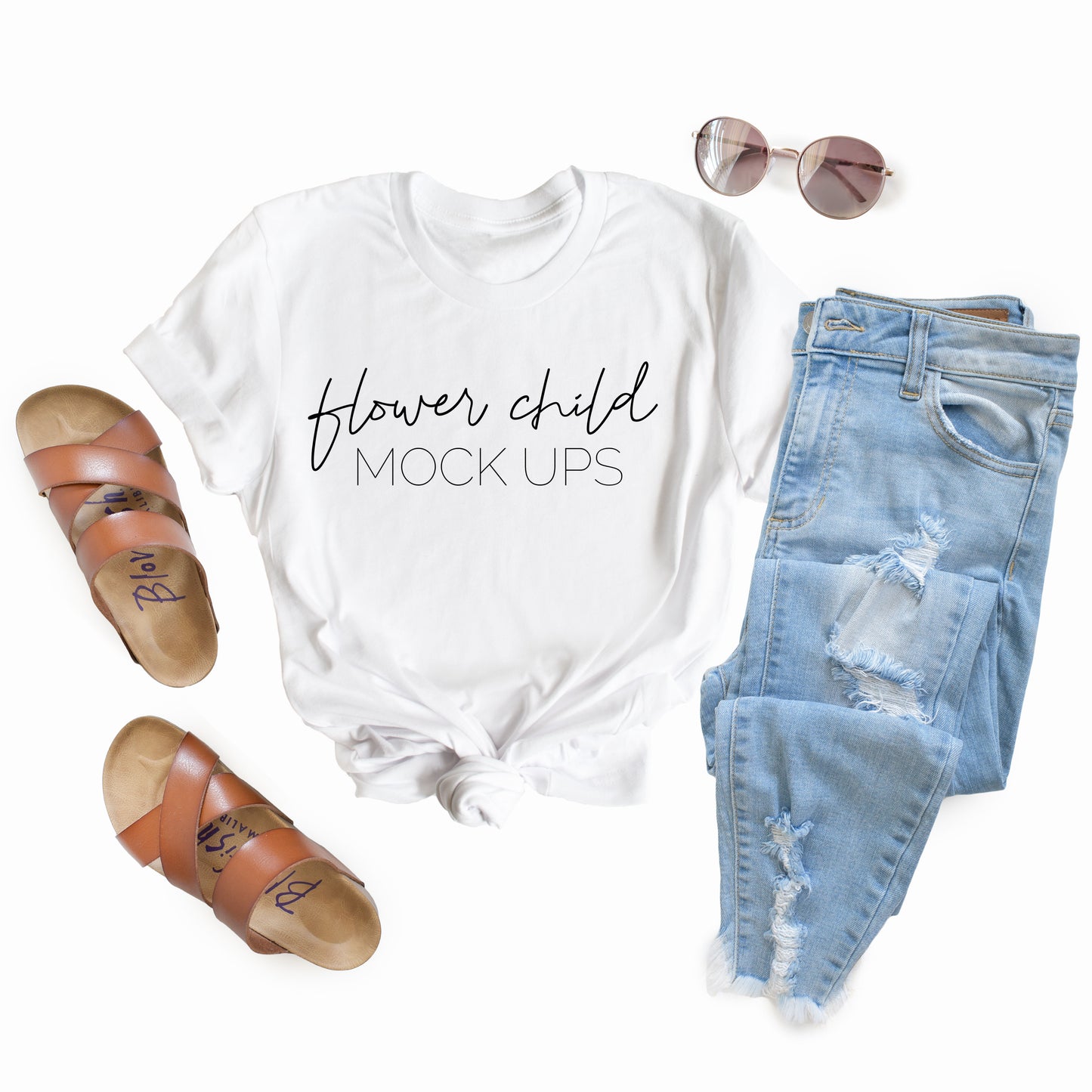 Bella Canvas 3001 White Mock-up tagless - flowerchildmockups