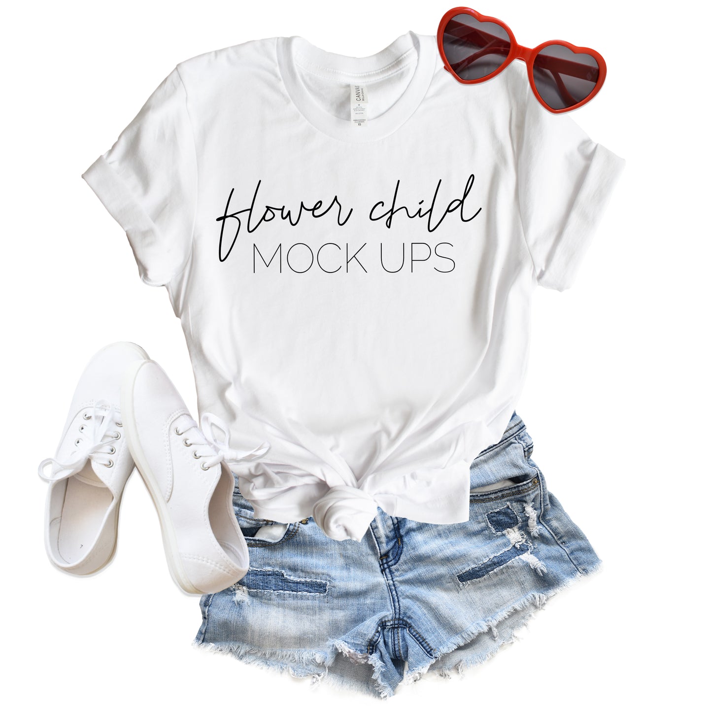 Bella Canvas 3001 White Valentine's Day Mockup - flowerchildmockups