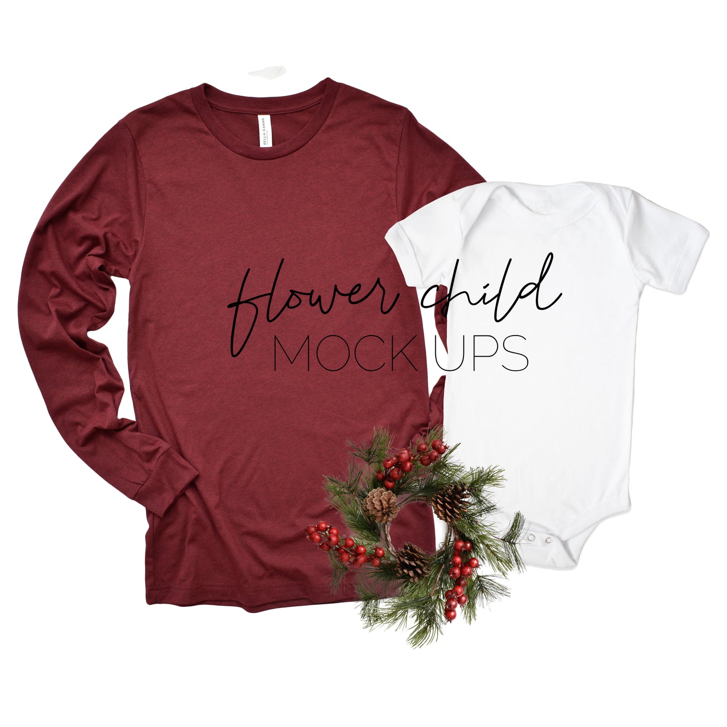 Bella Canvas 3001 Heather Cardinal Mommy and Me Christmas - flowerchildmockups