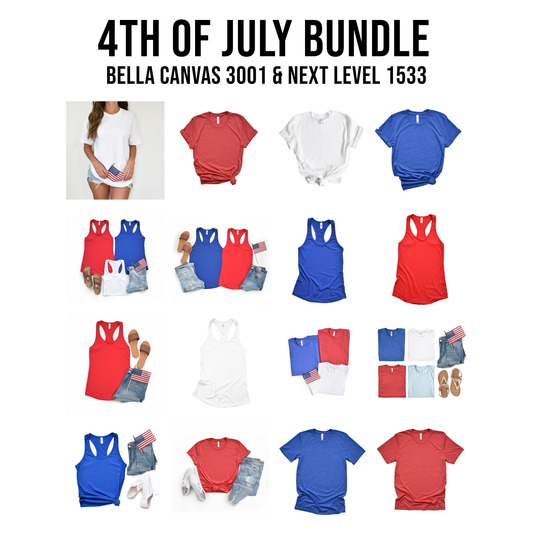 4th of July Mockup Bundle - Bella Canvas 3001 & Next Level 1533 - Free Cut File Included