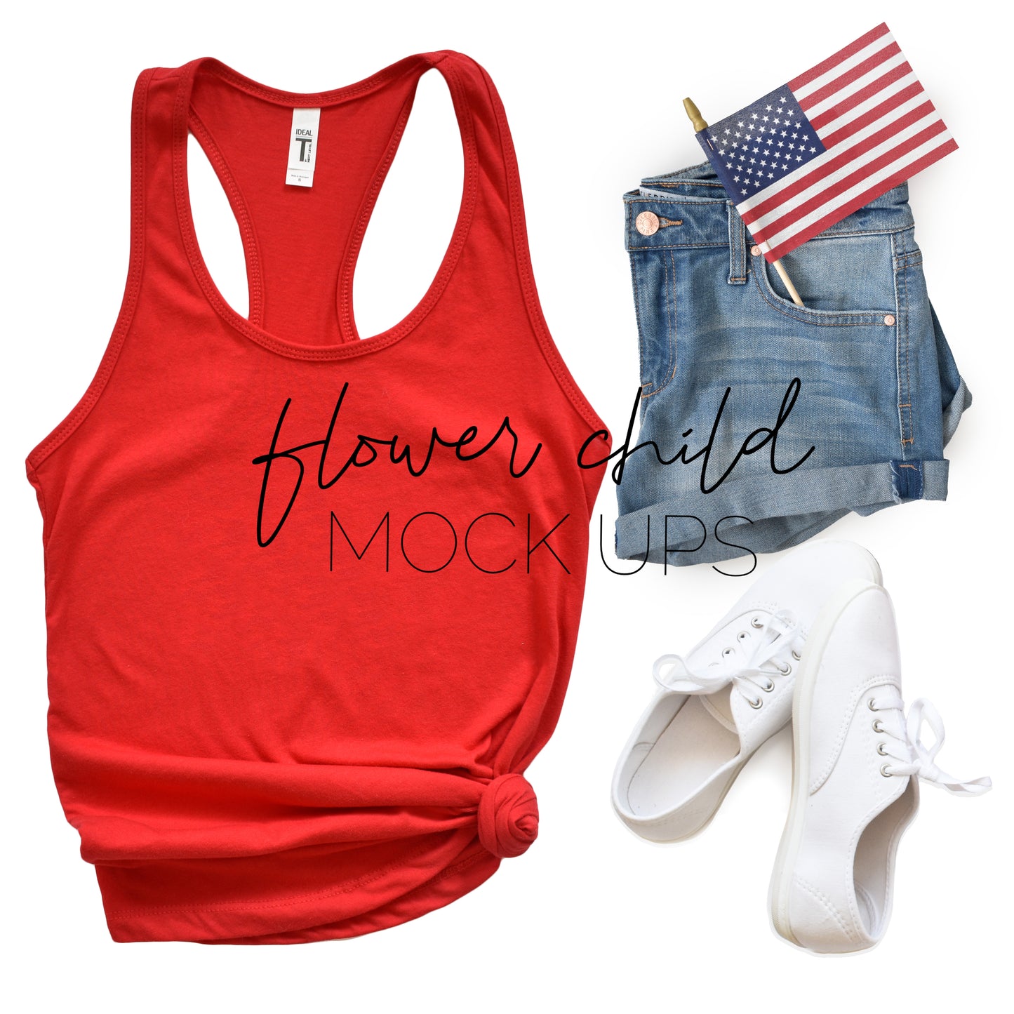 4th of July Mockup Next Level 1533 Red - flowerchildmockups