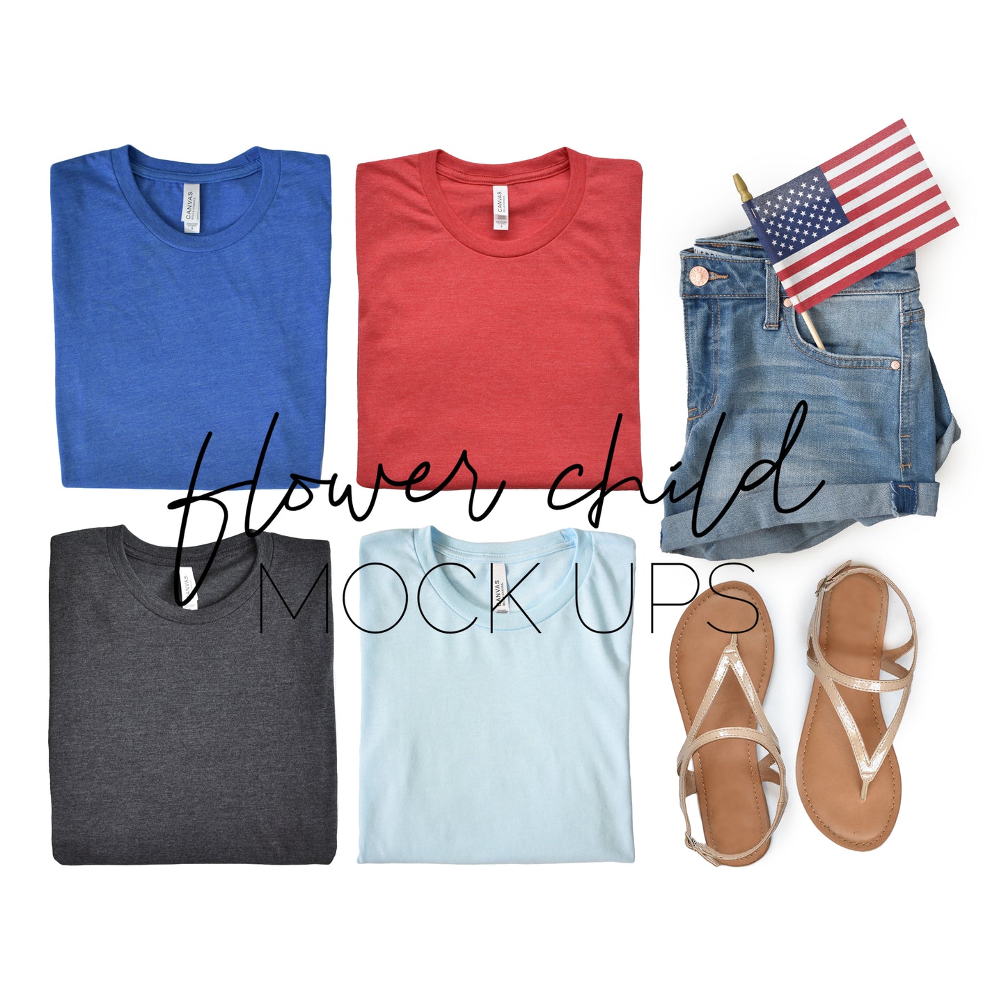Bella Canvas 3001 4th of July Mockup - flowerchildmockups