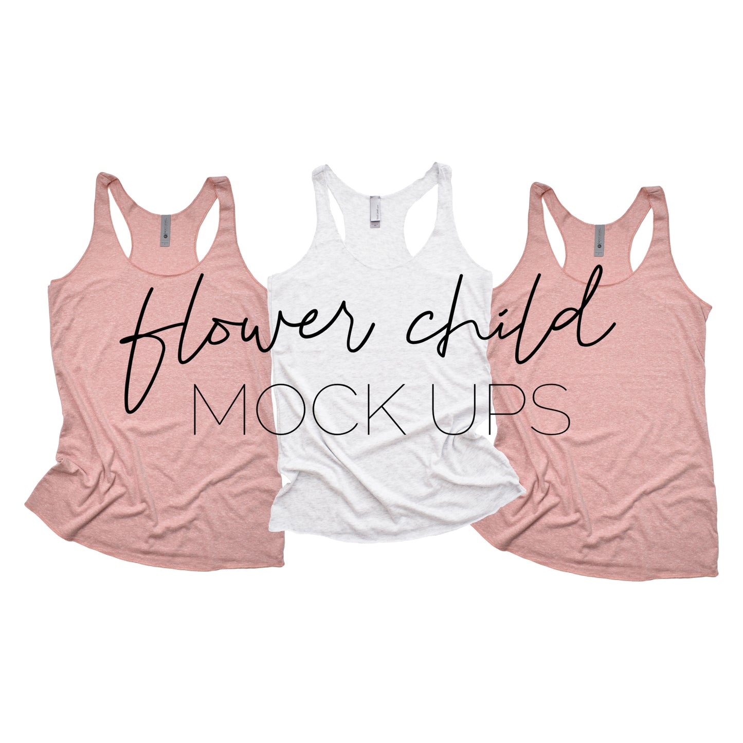 Next Level 6733 Desert Pink Heather White Trio - flowerchildmockups