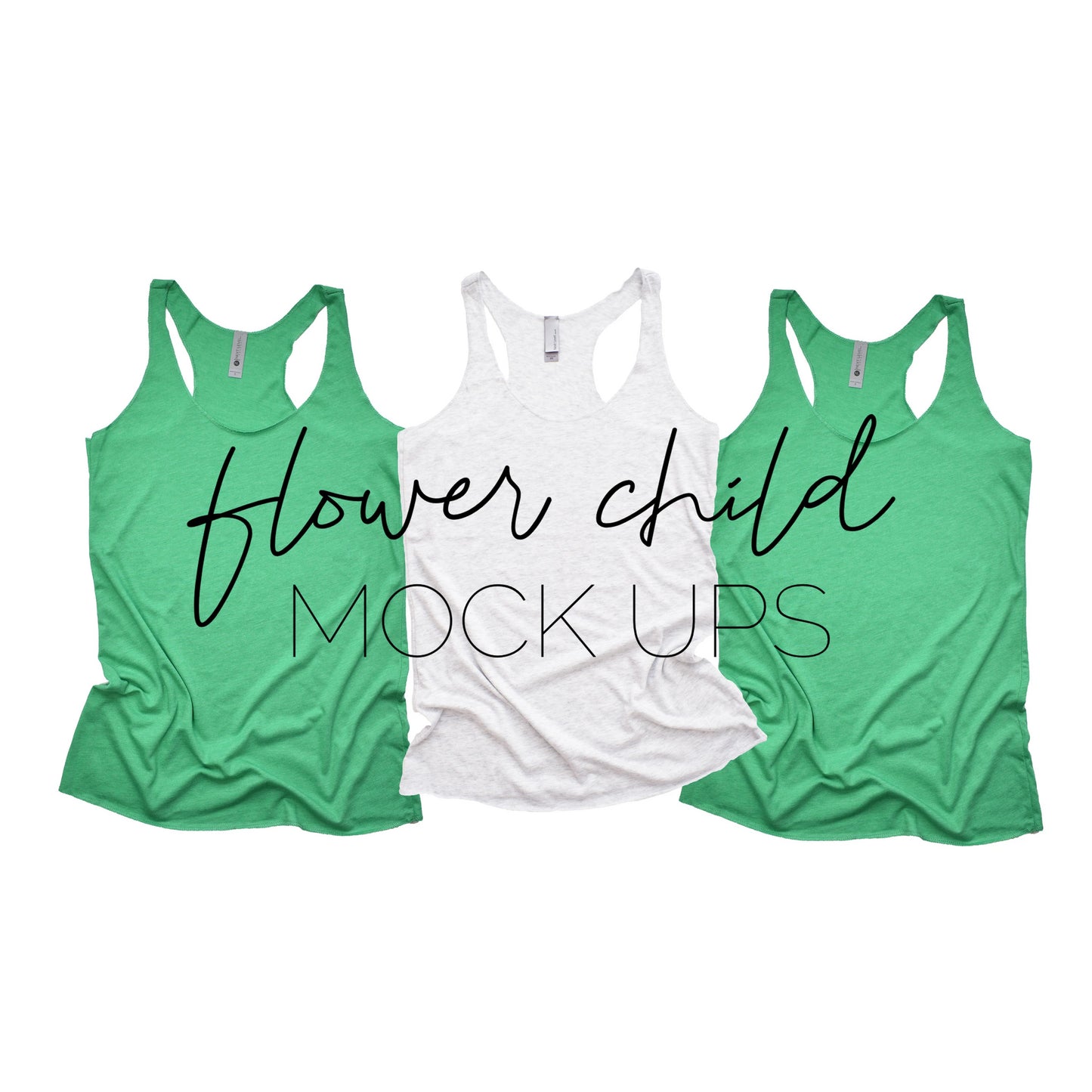 Next Level 6733 Envy Green White Trio Flat - flowerchildmockups