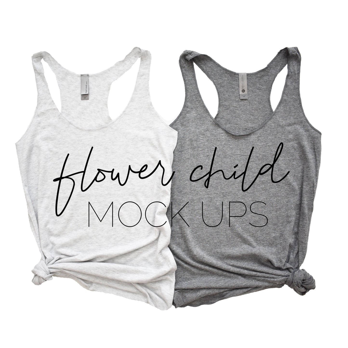 Next Level 6733 Premium Heather and Heather White Mock-Up Side Knots - flowerchildmockups