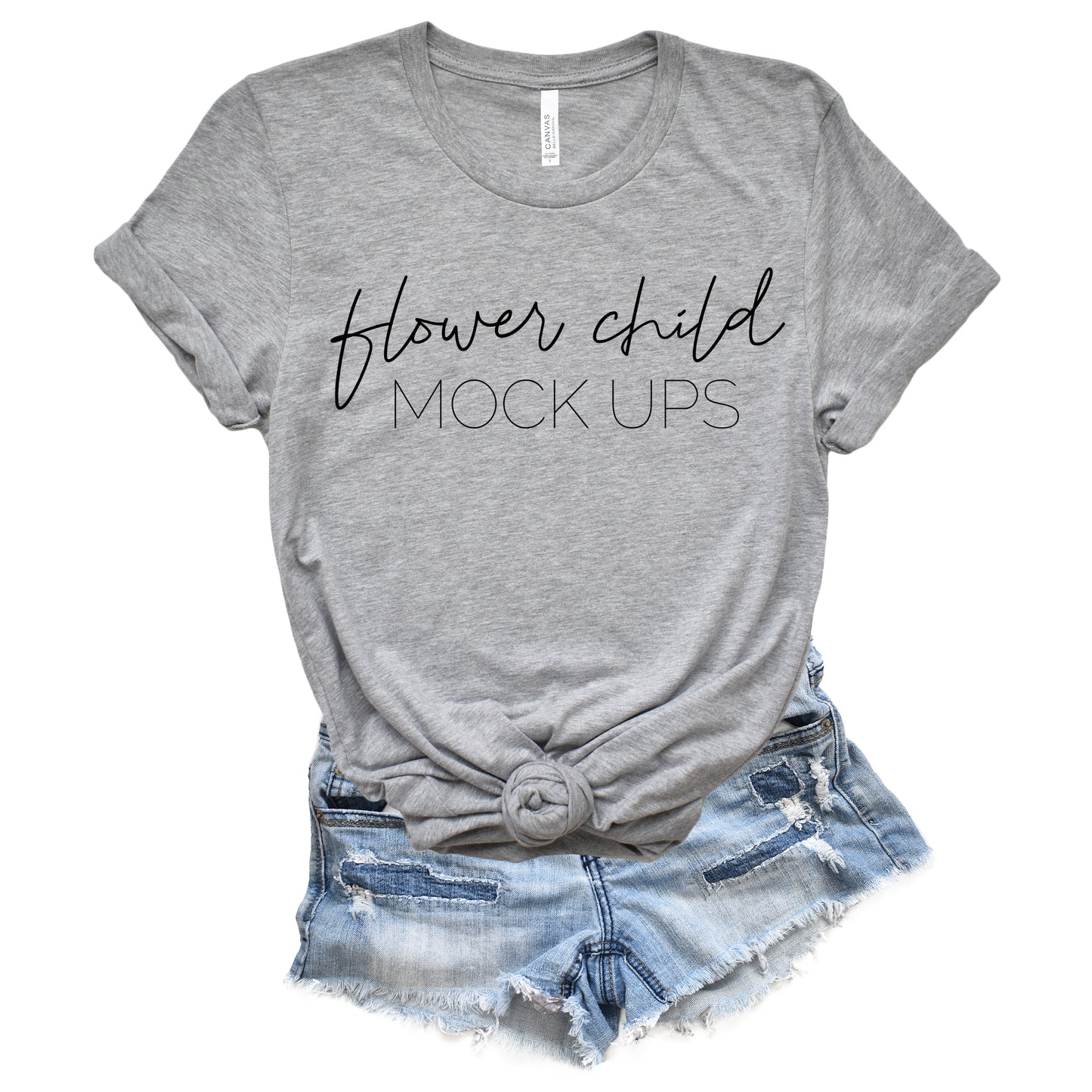 Bella Canvas 3001 Athletic Heather Spring Summer Mockup - flowerchildmockups