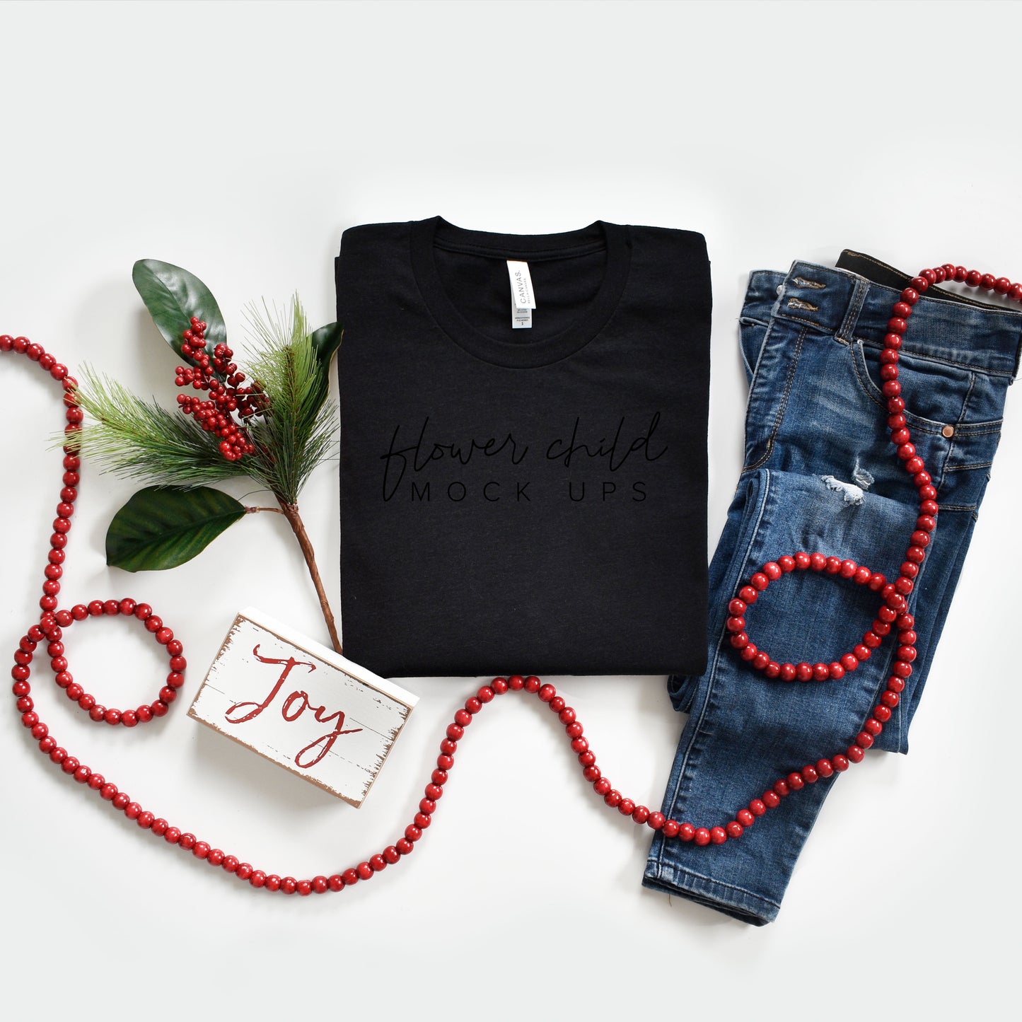 Bella Canvas 3001 Black Heather Christmas Mockup