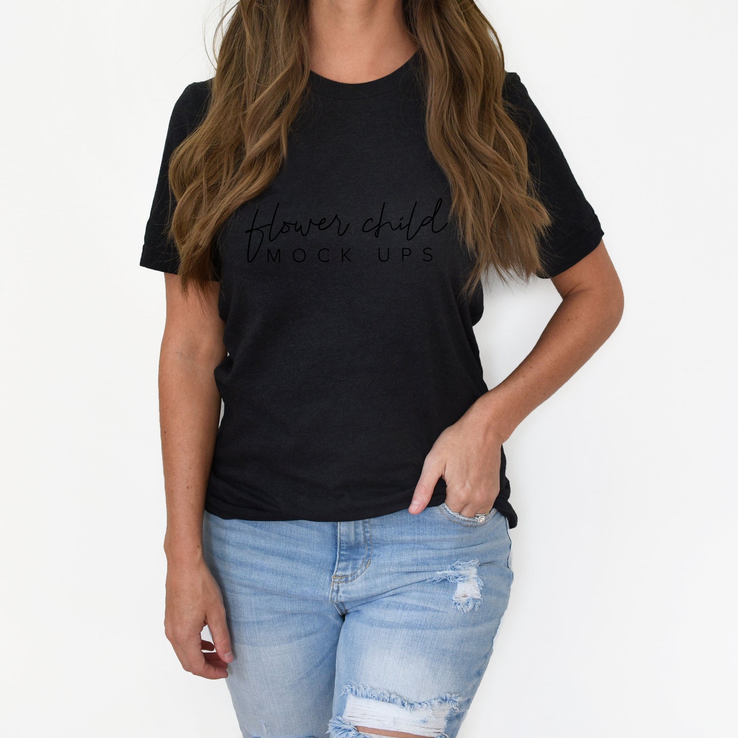 Bella Canvas 3001 Black Heather Model Mockup