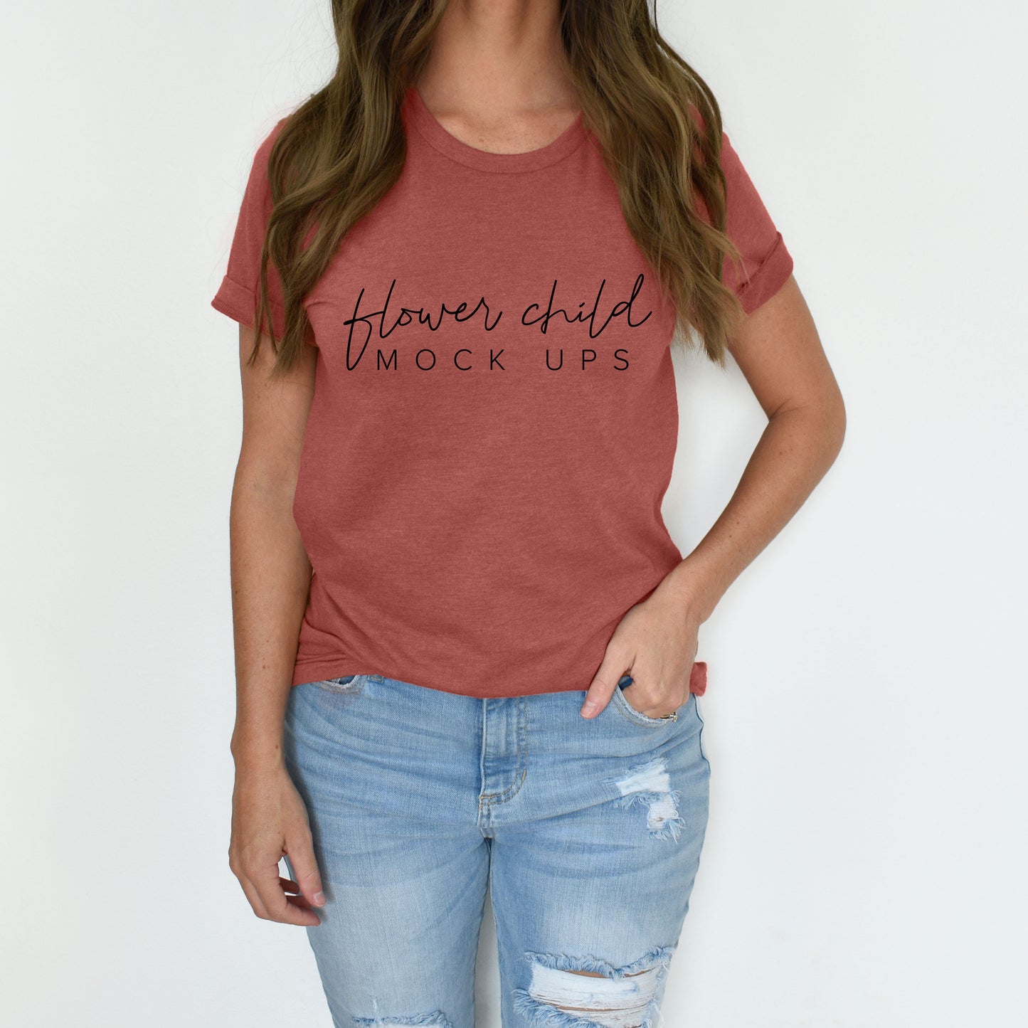 Bella Canvas 3001 Heather Clay Model Mockup