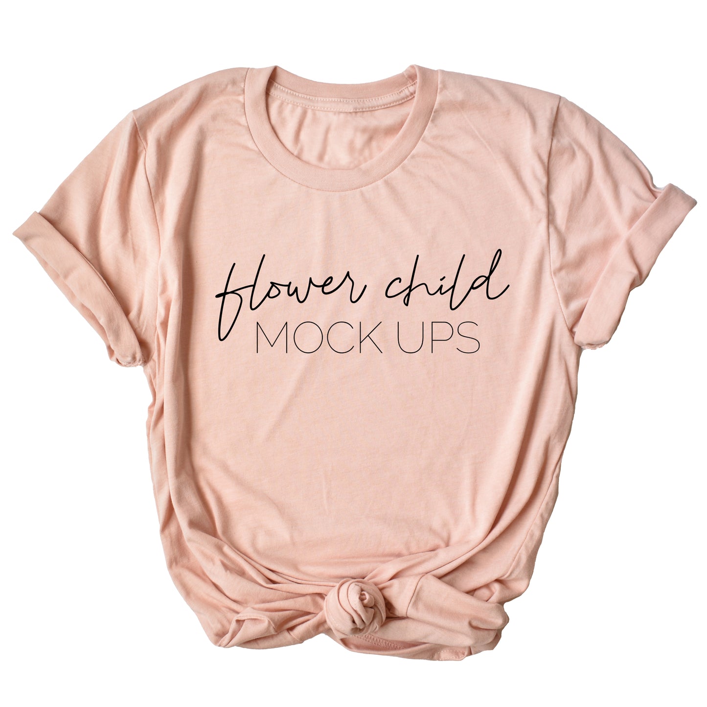 Bella Canvas 3001 Heather Peach Center Knot Mockup TAGLESS - flowerchildmockups