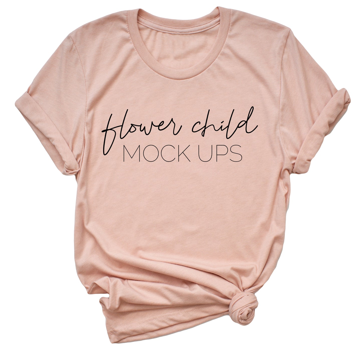 Bella Canvas 3001 Heather Peach Side Knot Mockup TAGLESS - flowerchildmockups