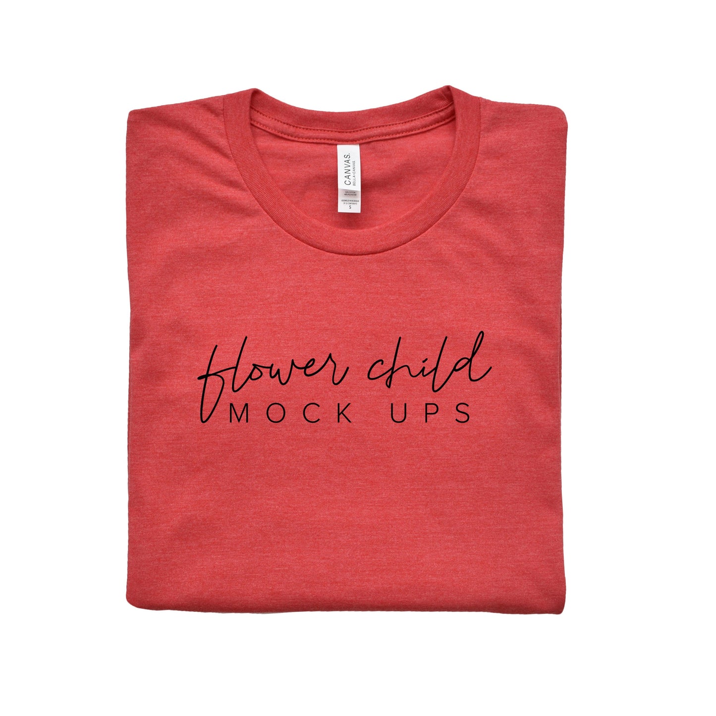 Bella Canvas 3005 Heather Red Folded Mockup