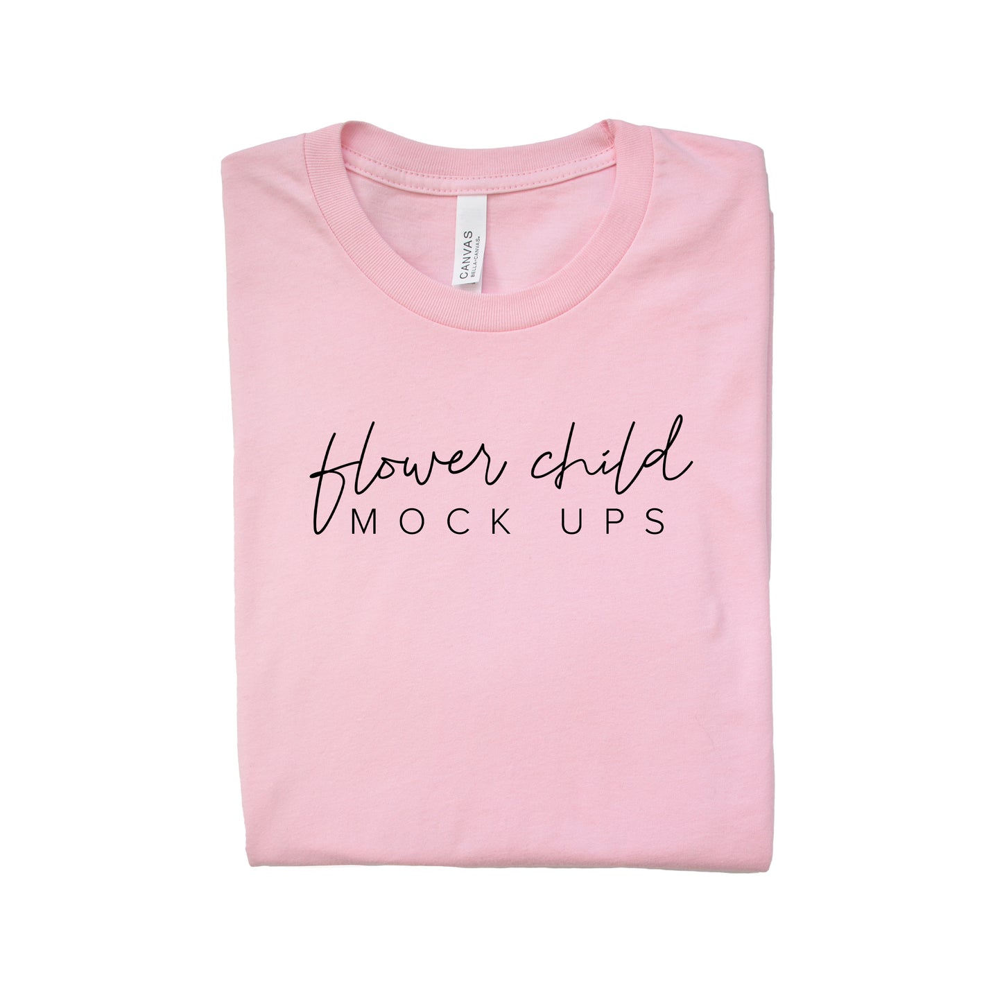 Bella Canvas 3001 Soft Pink Mockup Folded