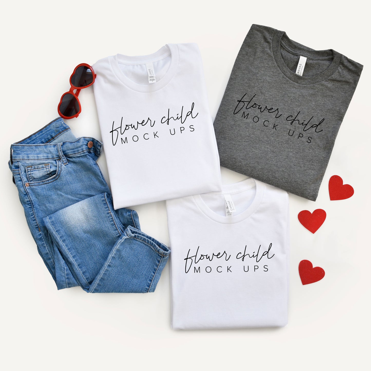 Bella Canvas 3001 Valentine's Day Mockup White + Deep Heather