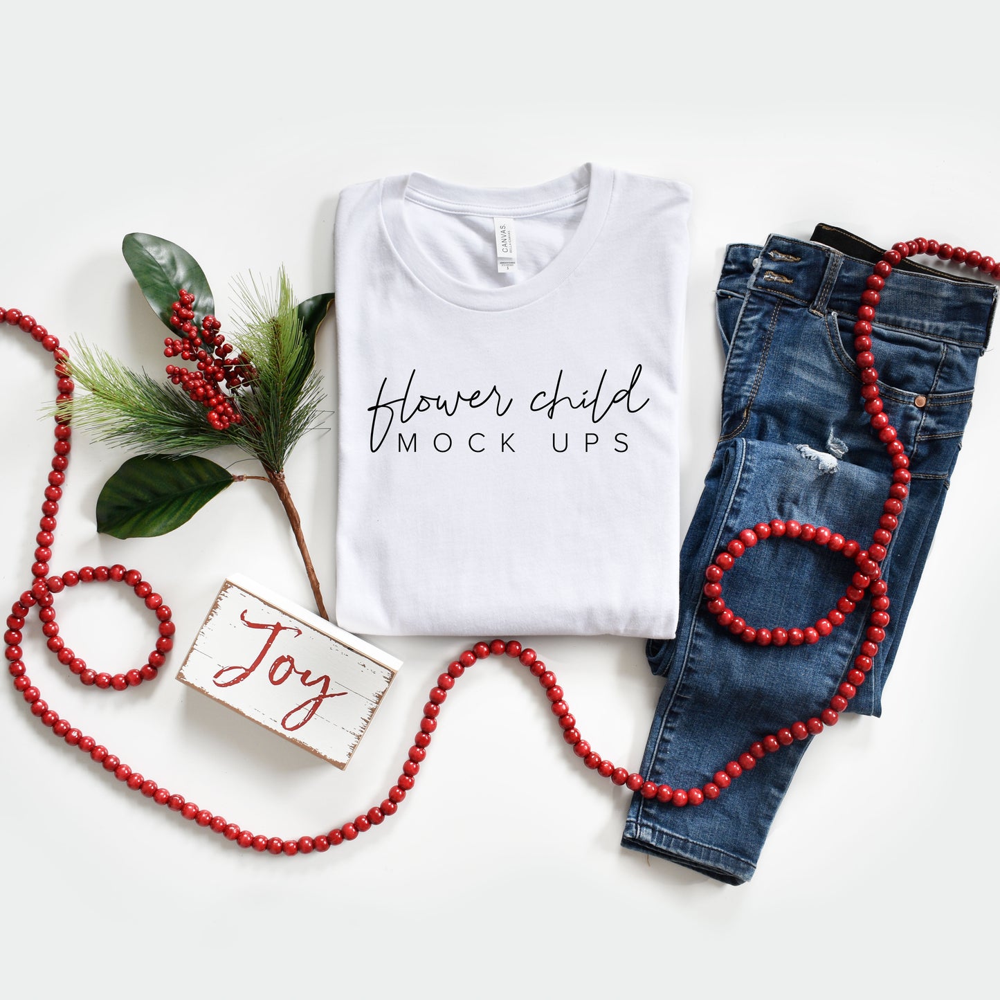 Bella Canvas 3001 White Christmas Mockup