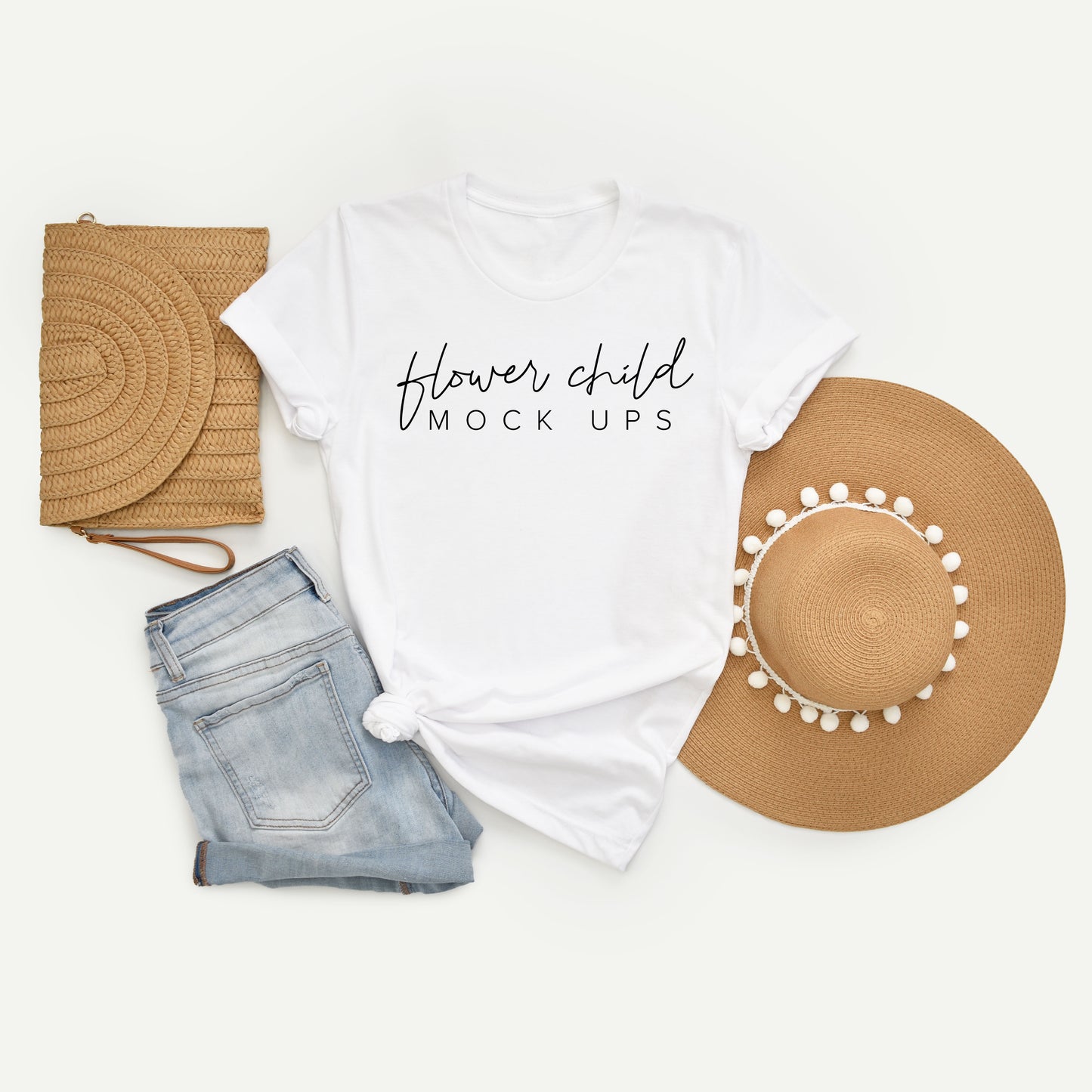 Bella Canvas 3001 White Mockup | Spring Summer Mockup