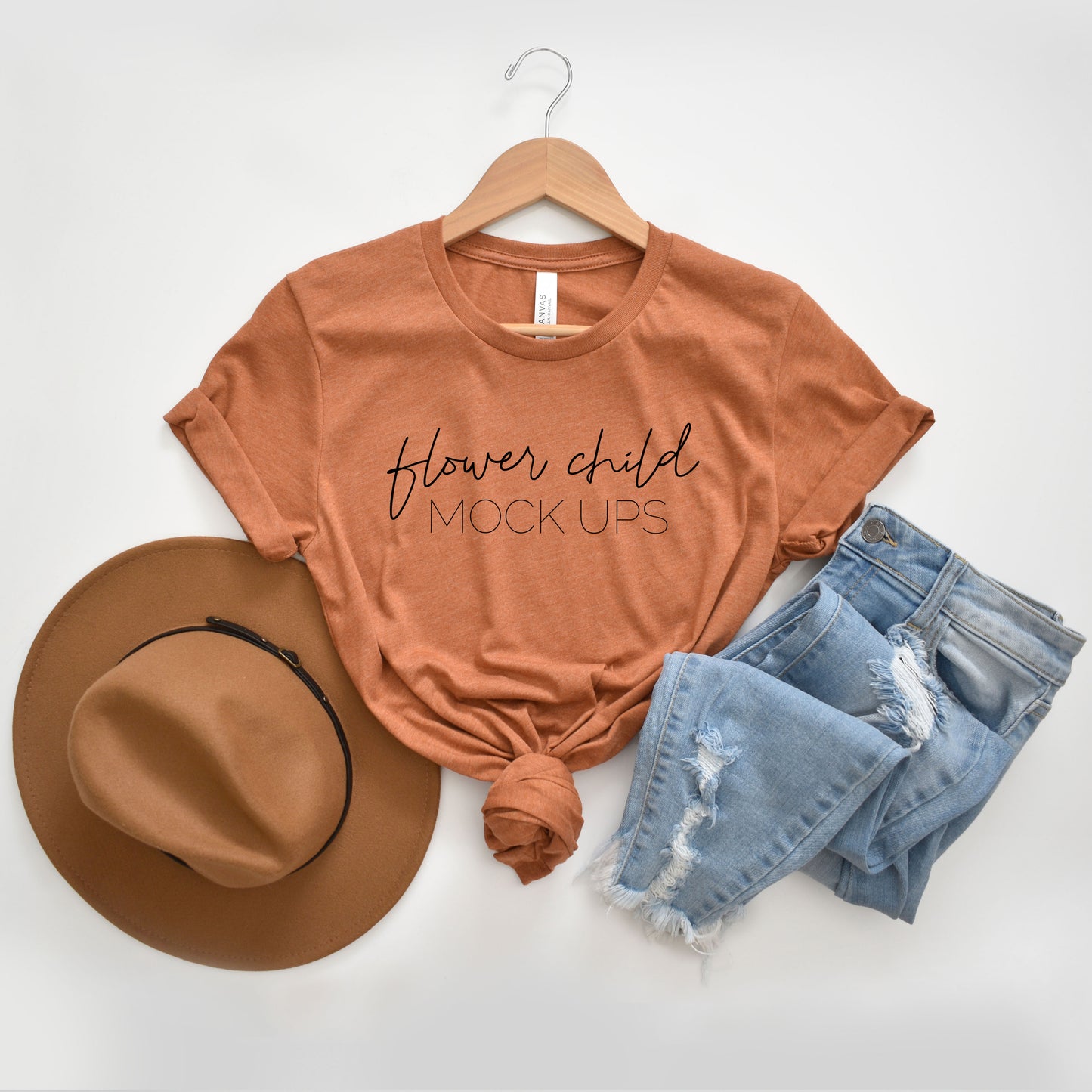 Bella Canvas 3001 Heather Autumn Boho Mockup - flowerchildmockups