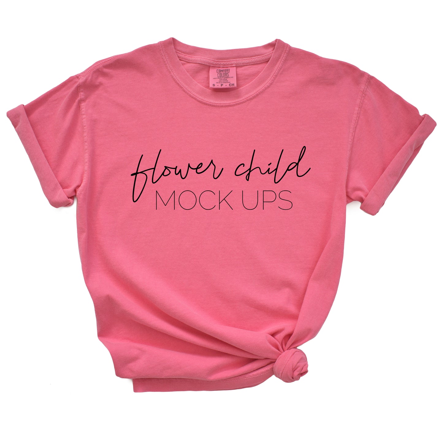 Comfort Colors Mockup 1717 Crunchberry Side Knot - flowerchildmockups