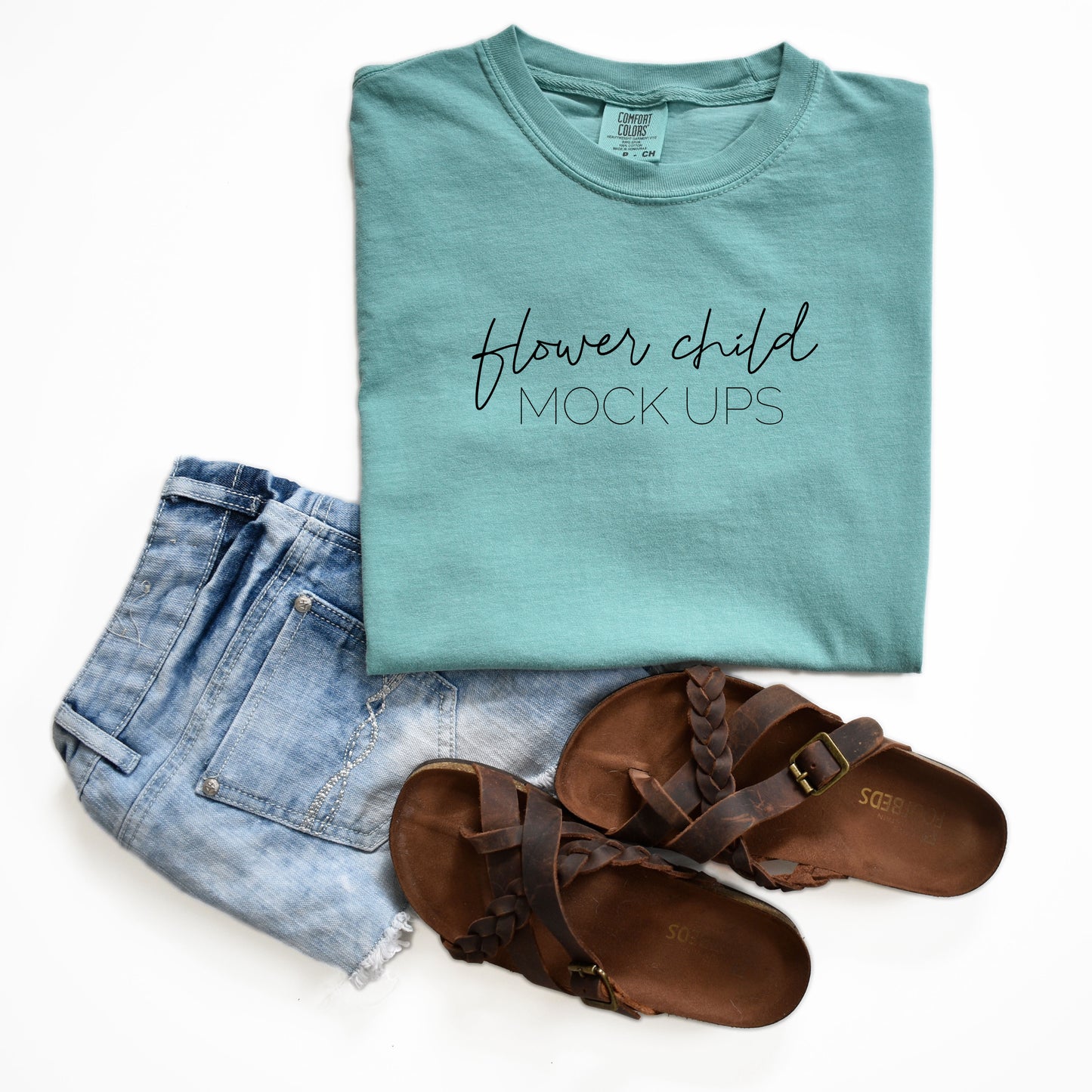 Comfort Colors Mockup 1717 Seafoam - flowerchildmockups