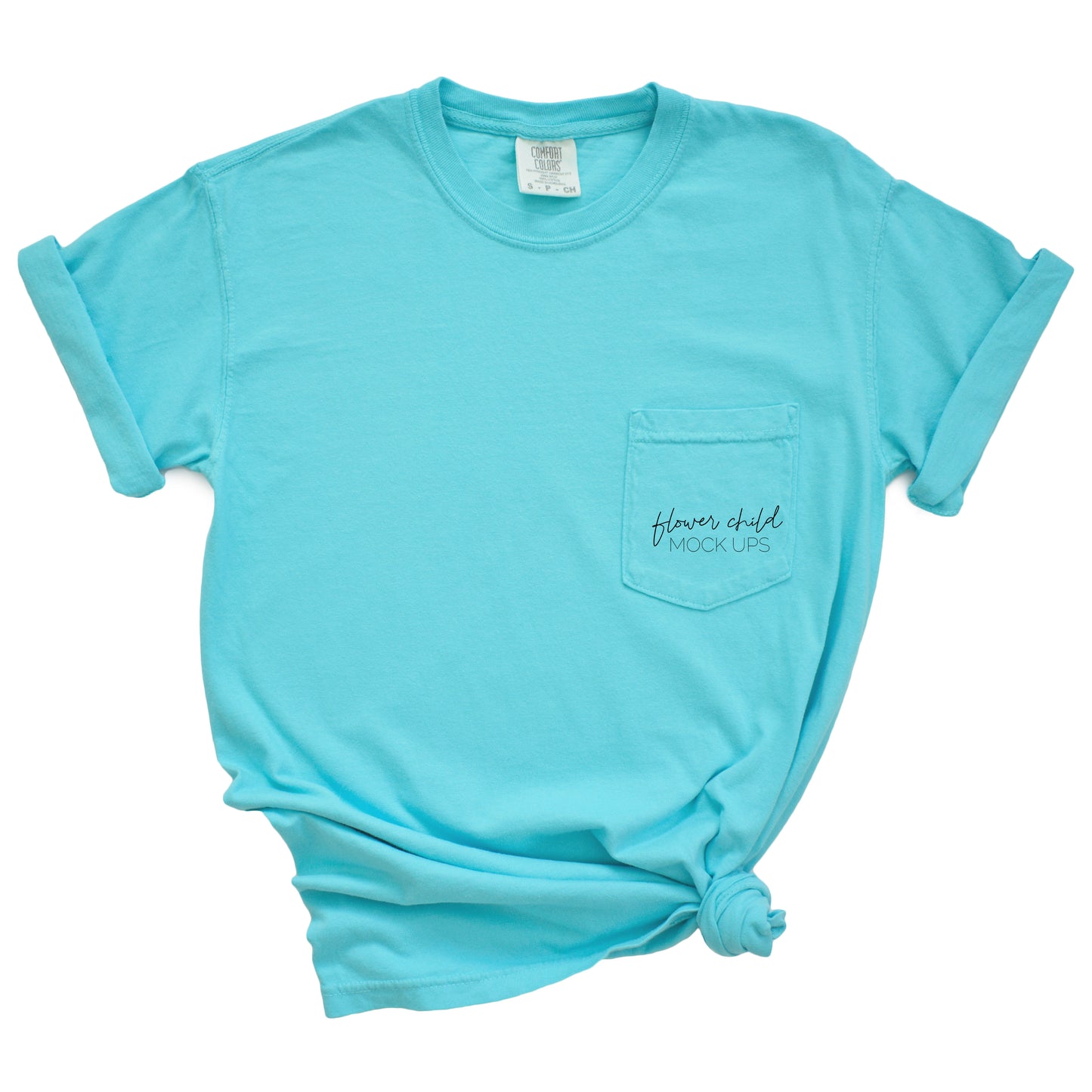 Comfort Colors Mockup 6030 Lagoon Side Knot - flowerchildmockups