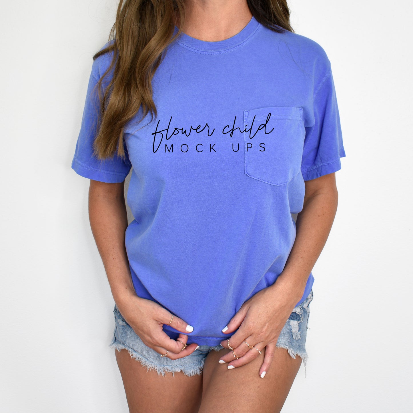 Comfort Colors 6030 Flo Blue Mockup Model