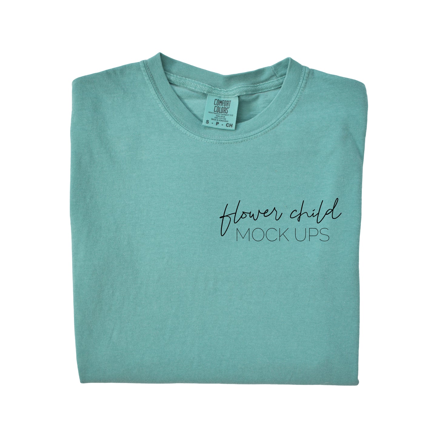 Comfort Colors Mockup 1717 Seafoam Folded - flowerchildmockups
