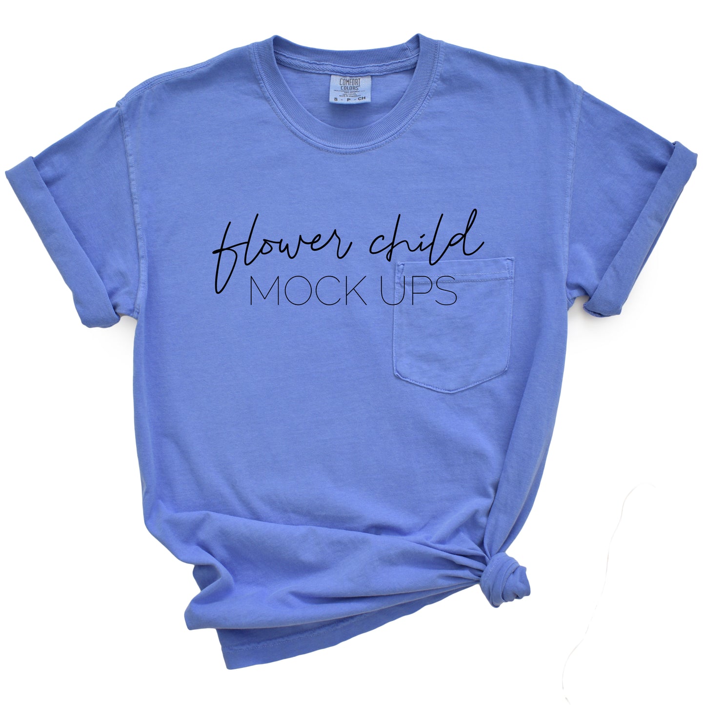 Comfort Colors Mockup 6030 Flo Blue Side Knot - flowerchildmockups