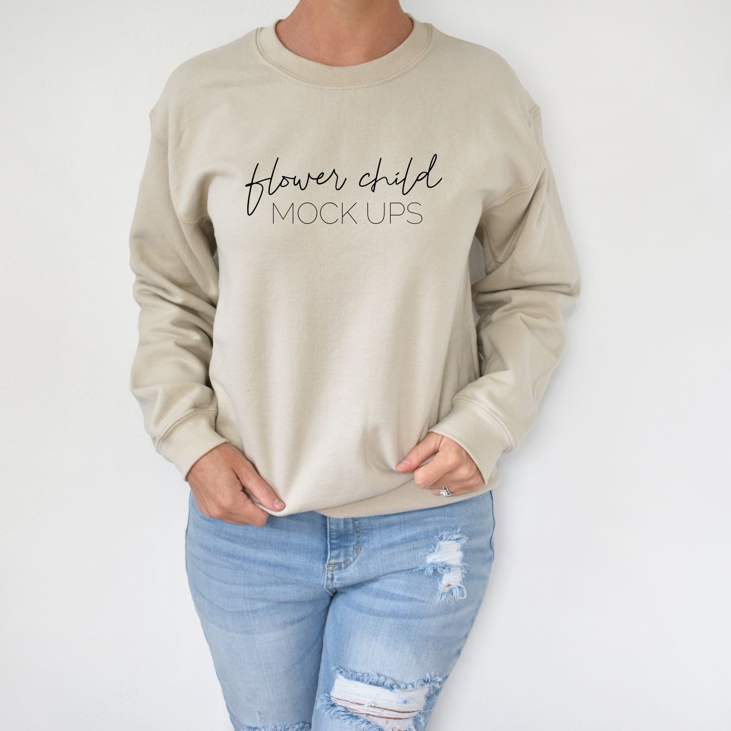 Gildan 1800 Sand Mockup Model - flowerchildmockups