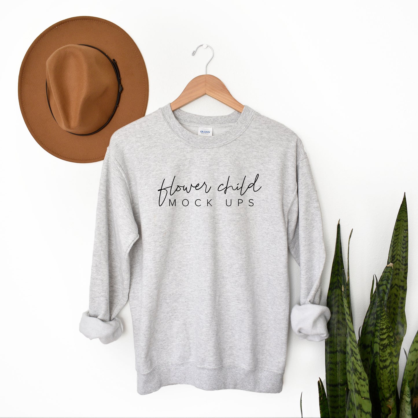 Gildan 18000 Ash Sweatshirt Mockup