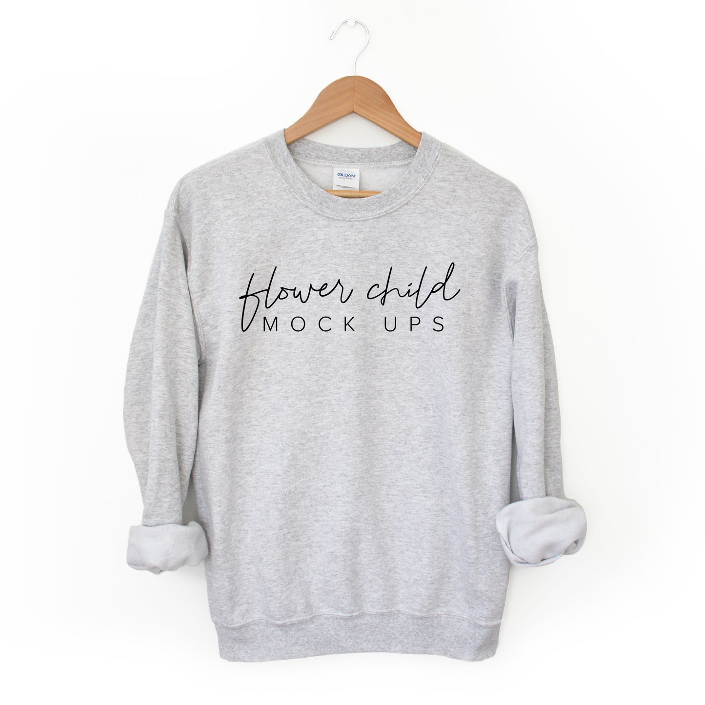 Gildan 18000 Ash Mockup Hanging