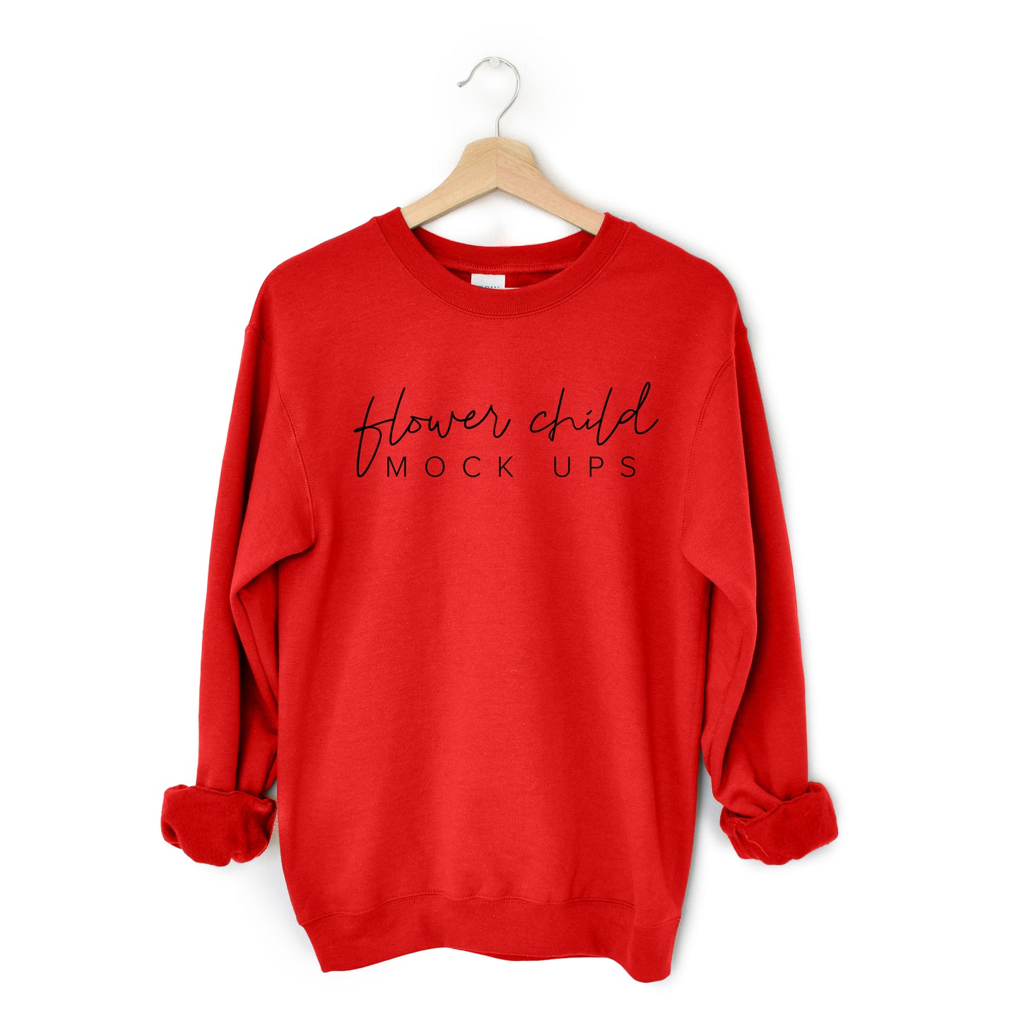 Gildan 18000 Red Mockup Hanging