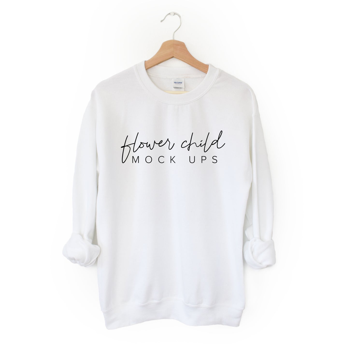 Gildan 18000 White Mockup Hanging