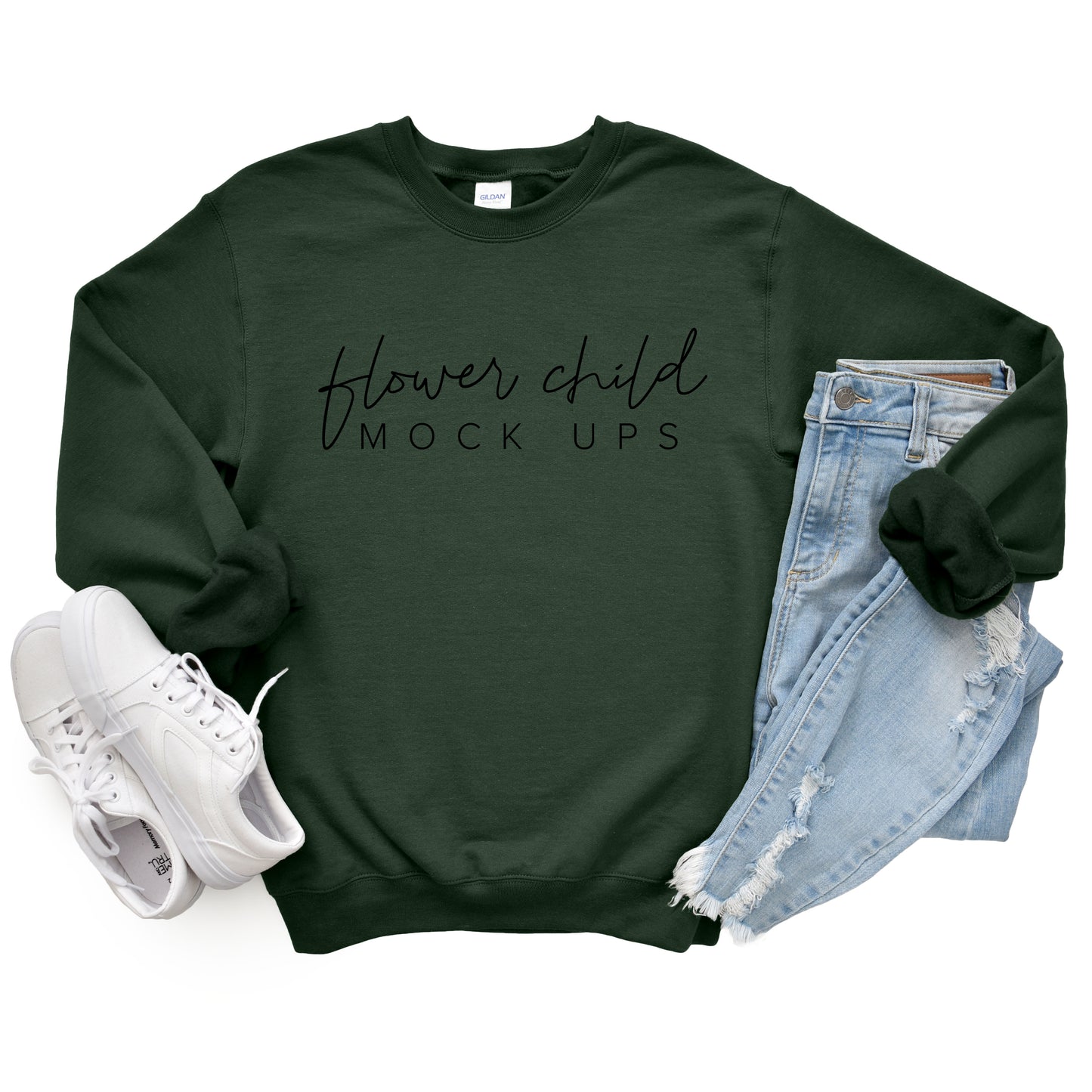 Gildan 18000 Forest Green Mockup