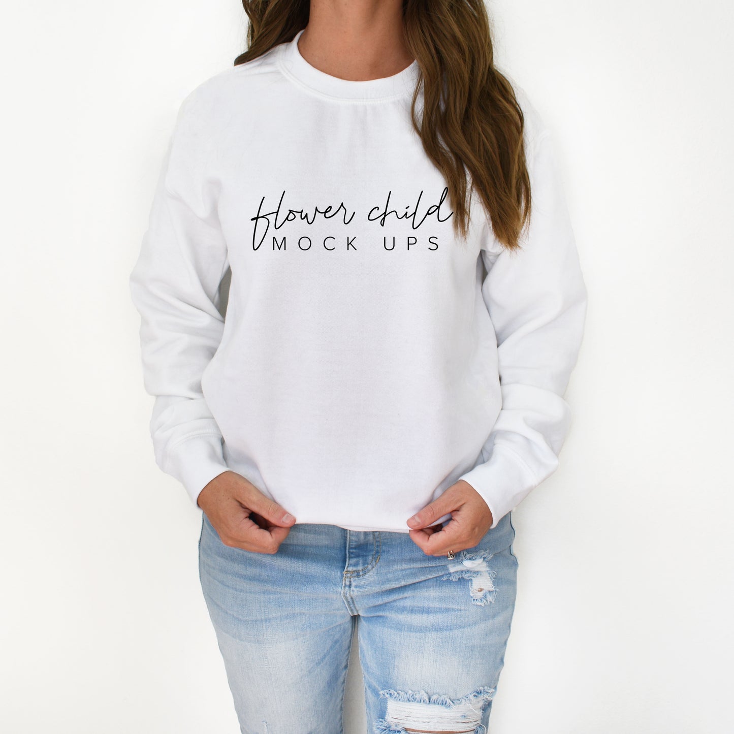 Gildan 18000 White Model Mockup