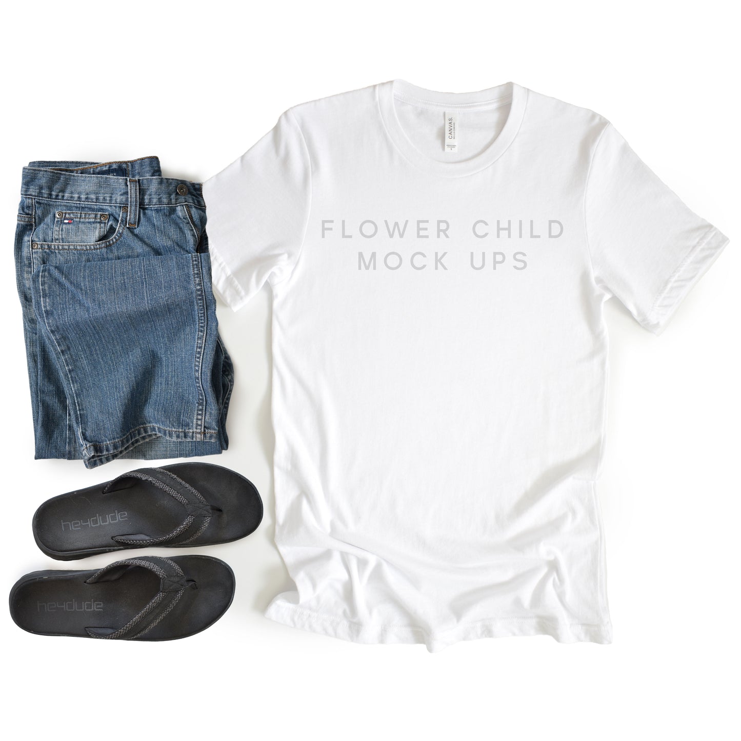 Bella Canvas 3001 White Mens Mockup - flowerchildmockups