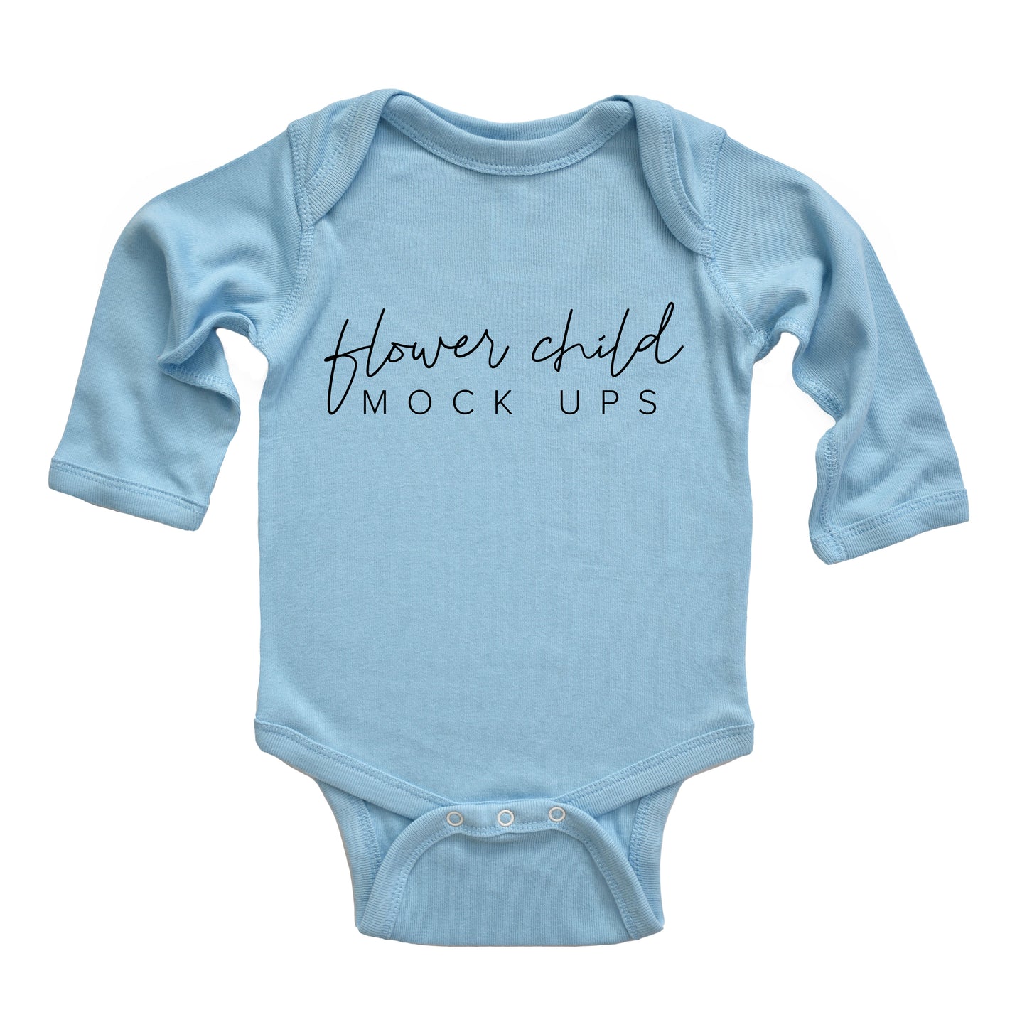 Rabbit Skins 4411 Long Sleeve Bodysuit Mockup Light Blue