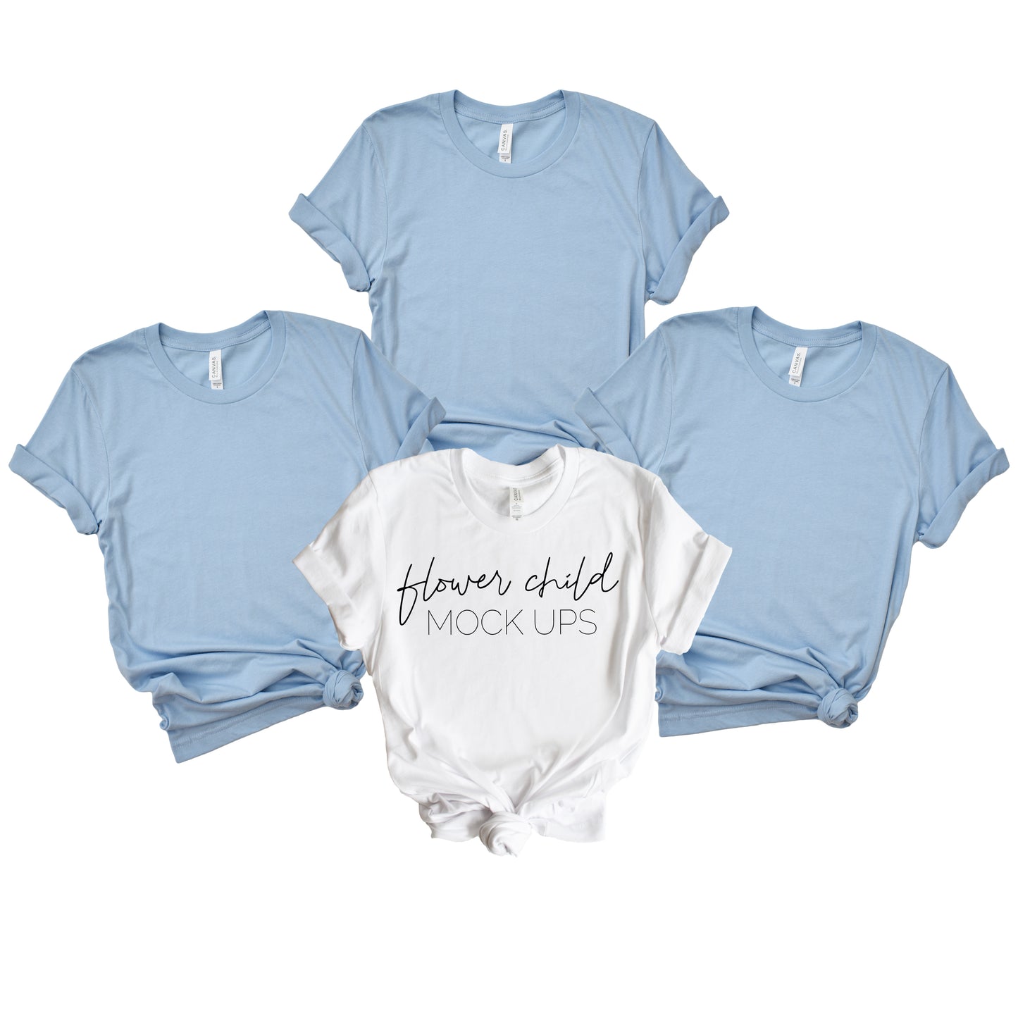 Bella Canvas 3001 Heather Blue + White Bachelorette Mockup - flowerchildmockups