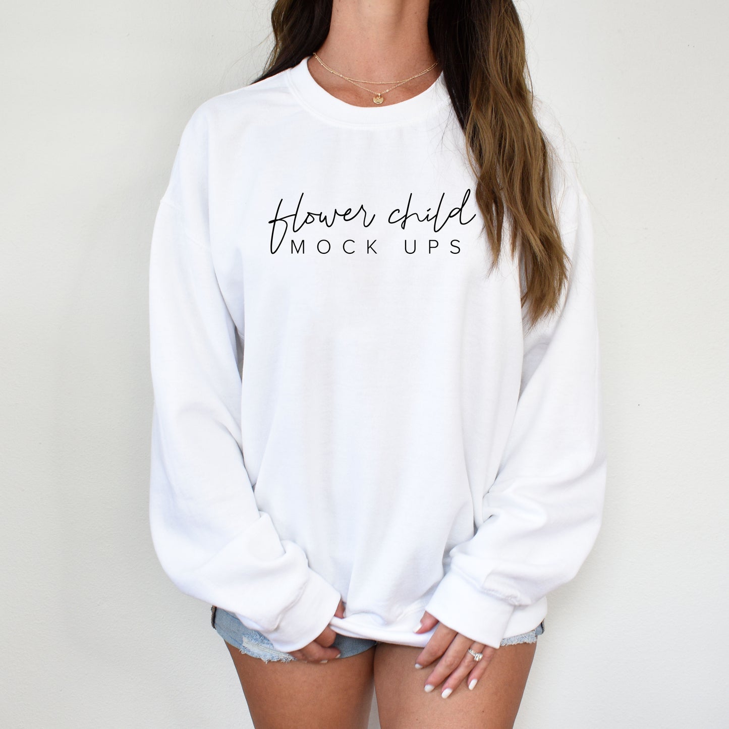 Gildan 18000 White Model Oversized Mockup | Summer Mockup