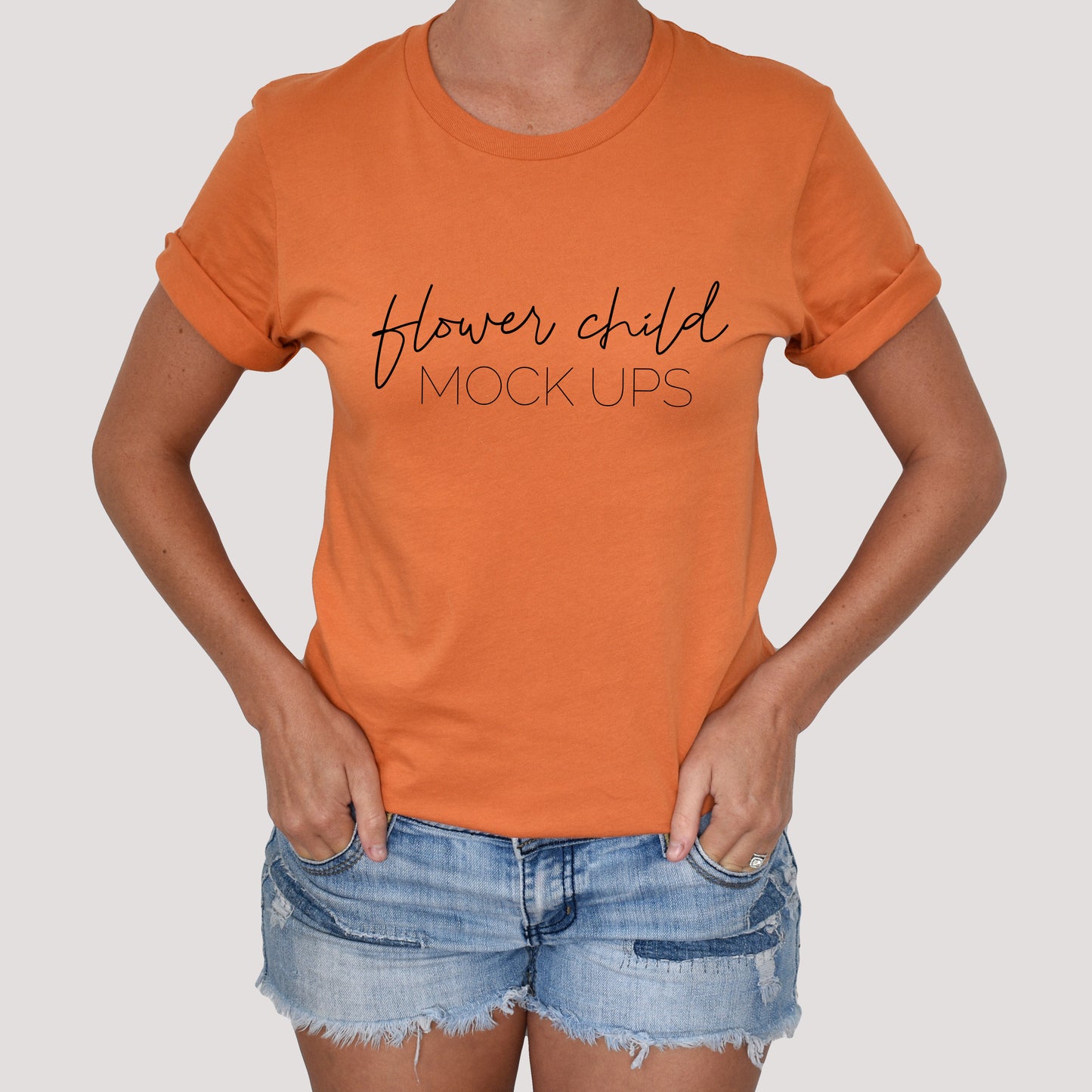 Model Mockup Bella Canvas 3001 Burnt Orange - flowerchildmockups