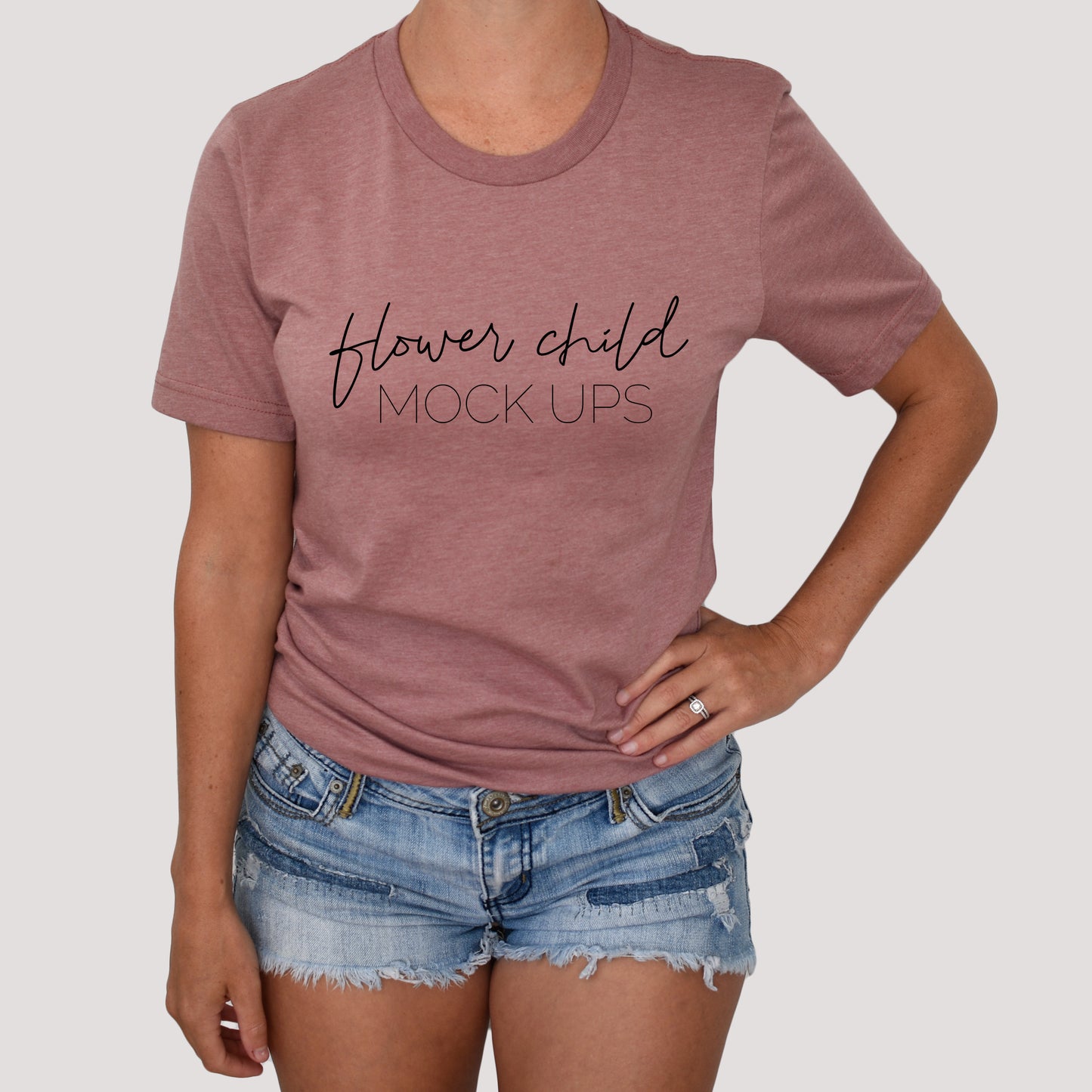 Model Mockup Bella Canvas 3001 Heather Mauve - flowerchildmockups