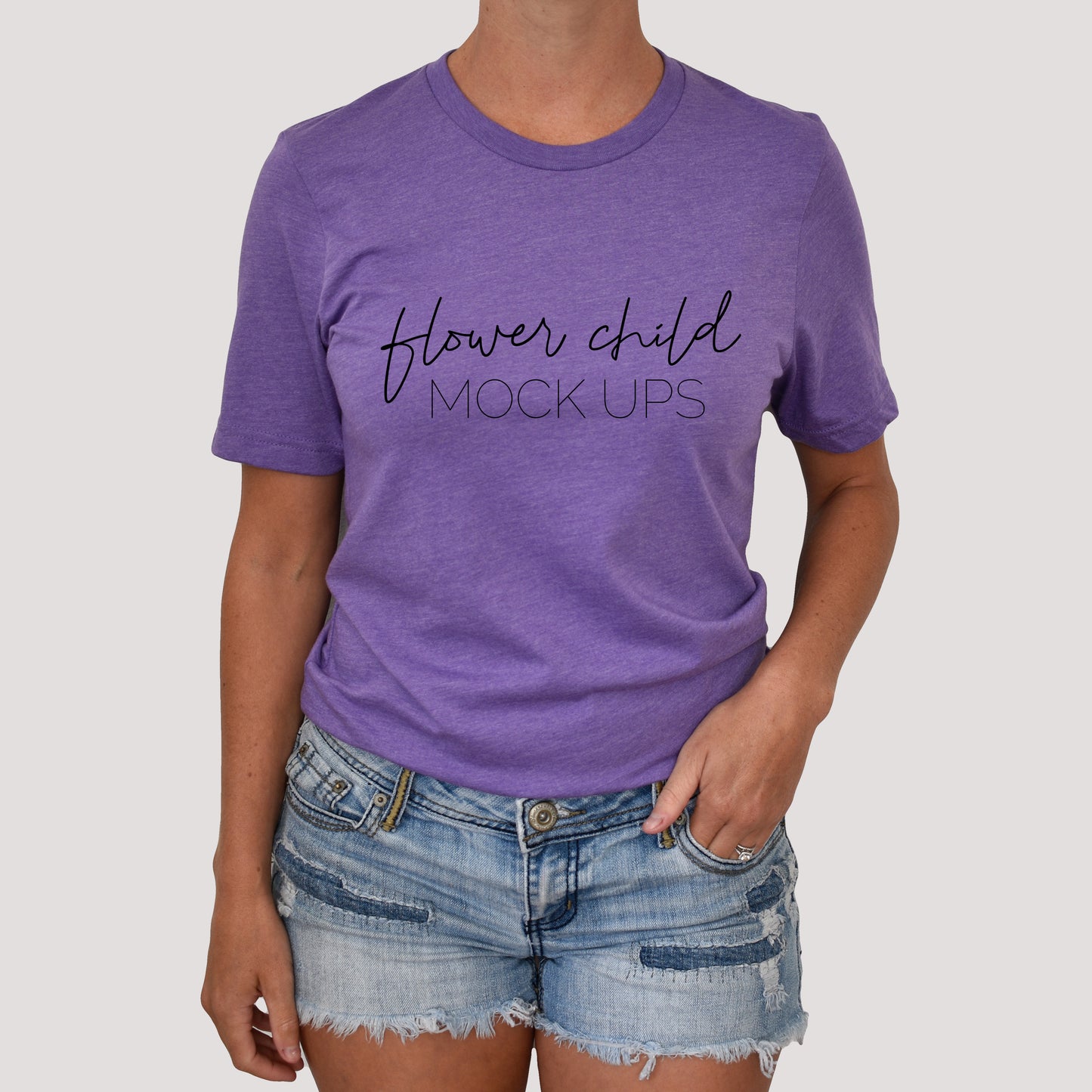 Model Mockup Bella Canvas 3001 Heather Team Purple - flowerchildmockups