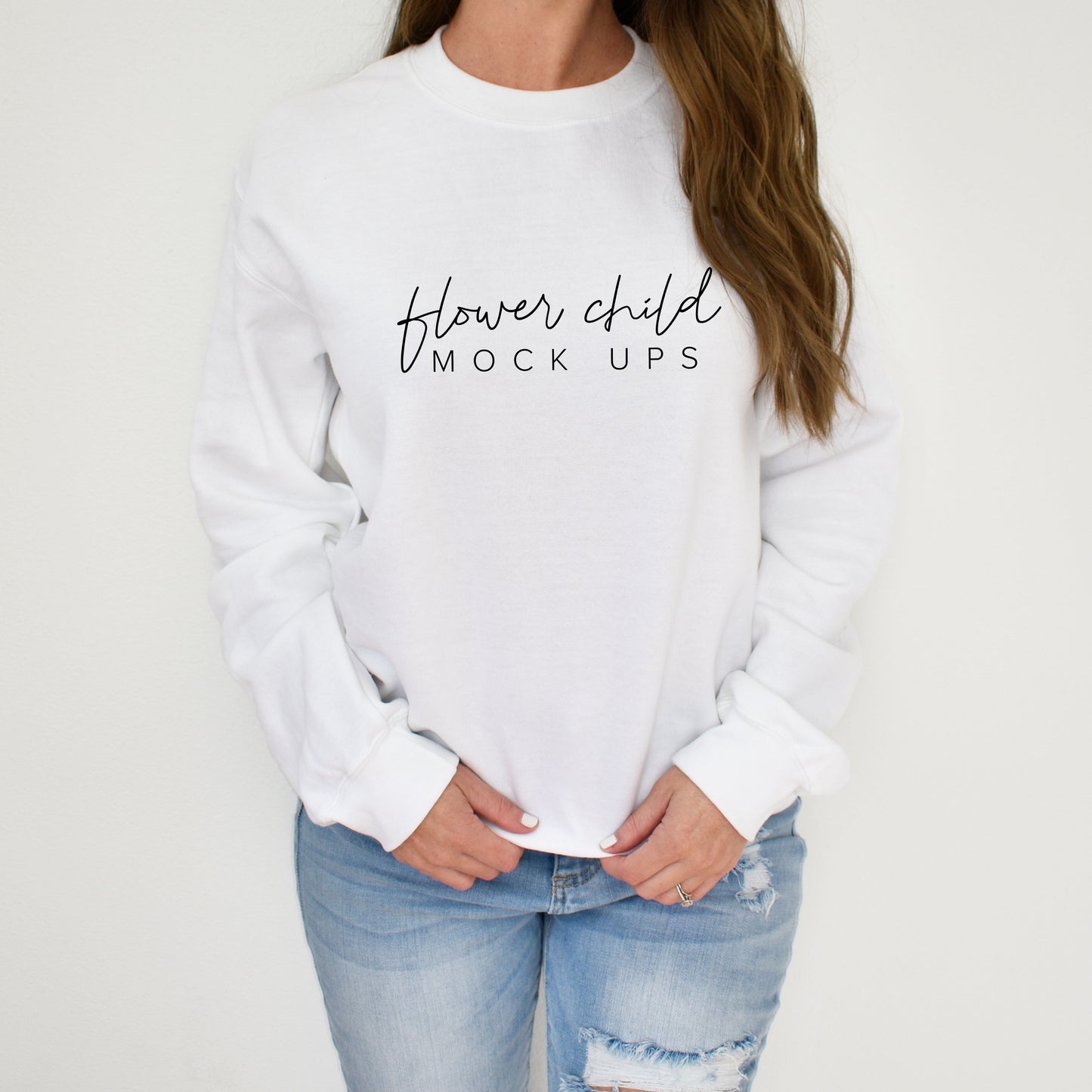 Gildan 18000 White Model Mockup