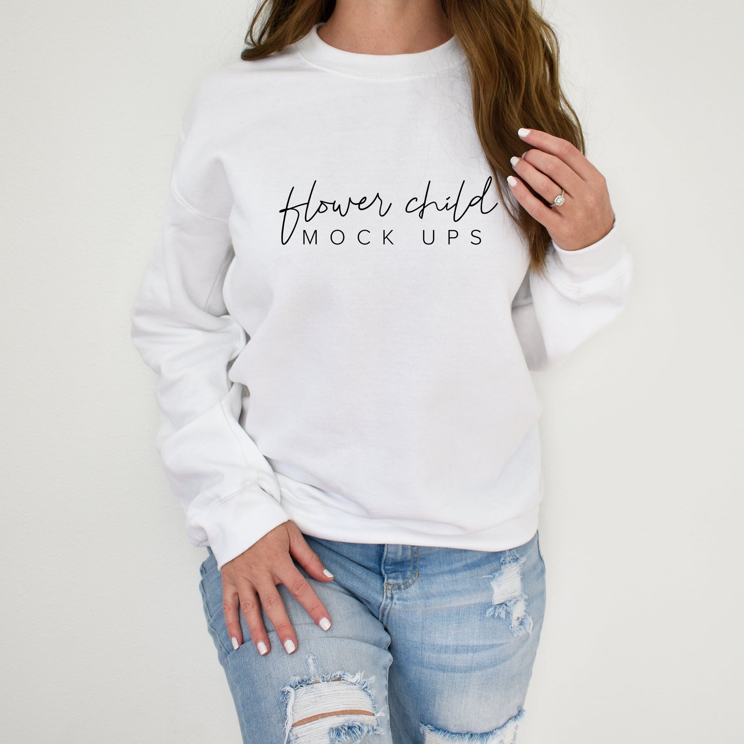 Gildan 18000 White Model Mockup