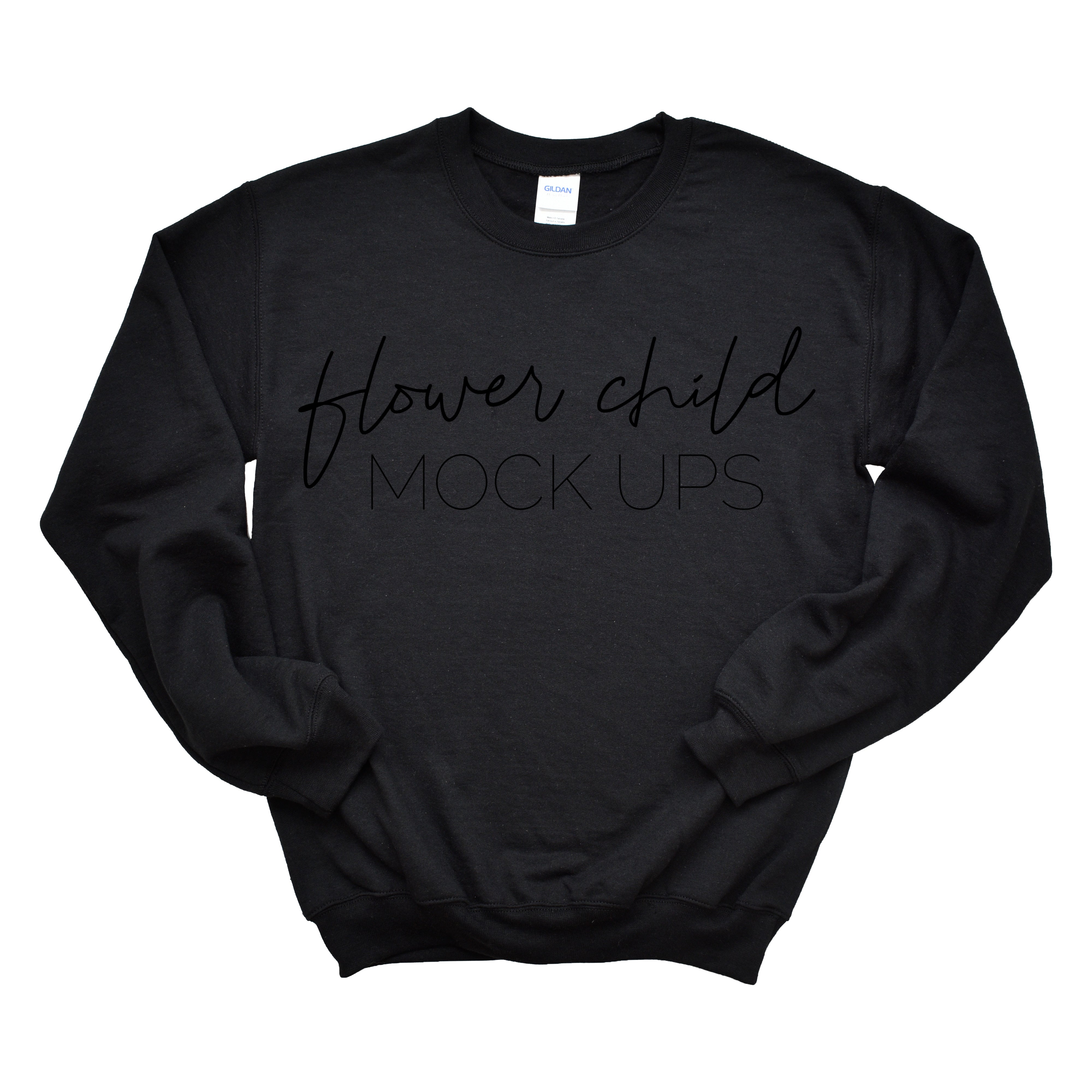 Gildan 18000 Sweatshirt Mock-up Black