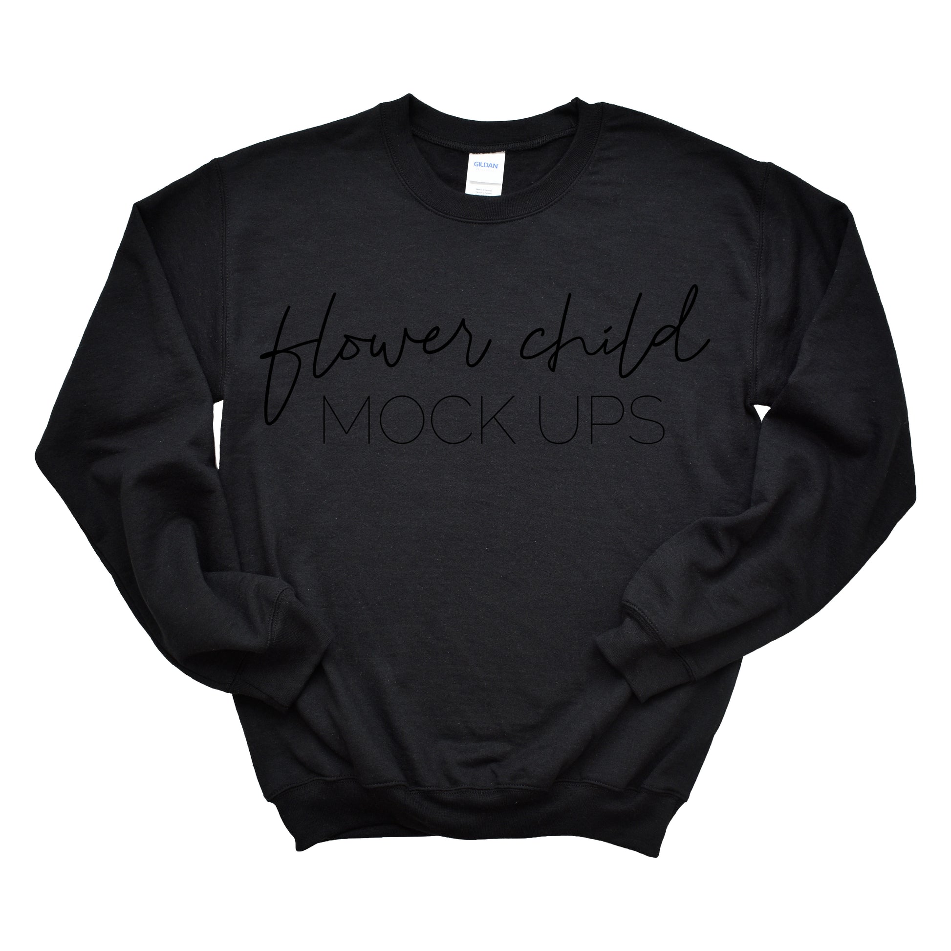 Gildan 18000 Sweatshirt Mock-up Black - flowerchildmockups