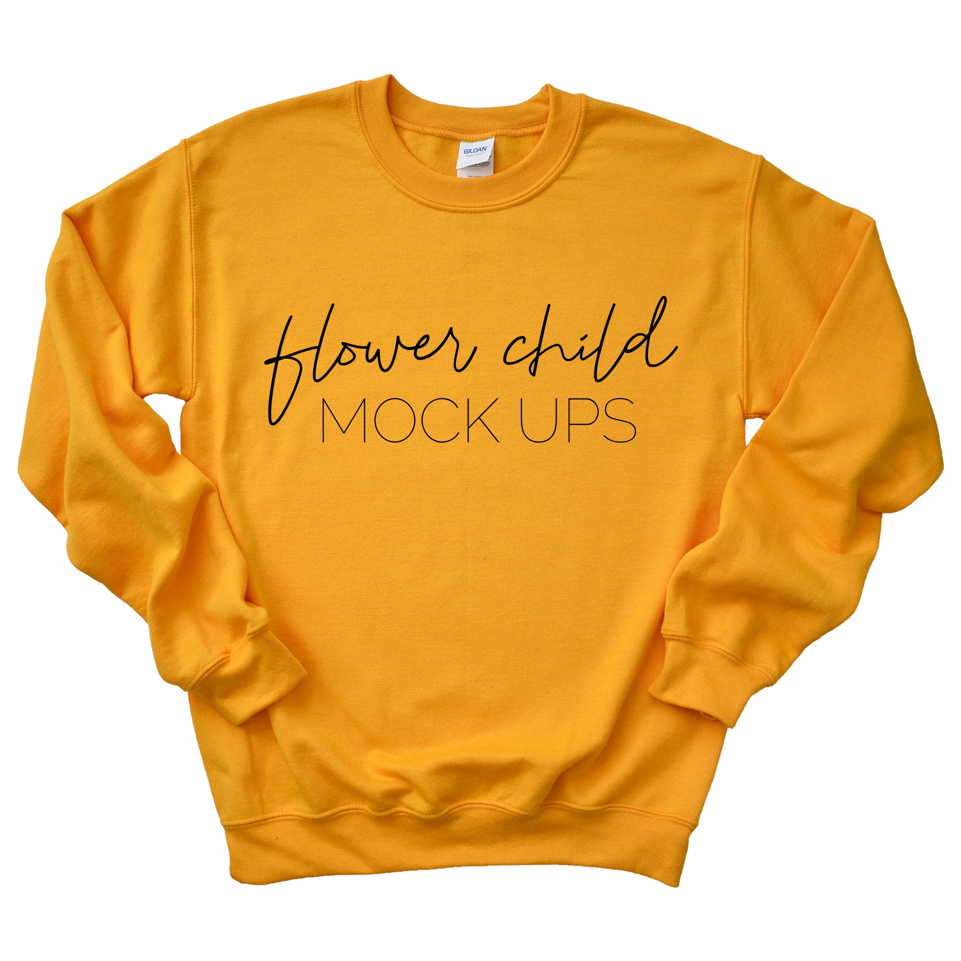 Gildan 18000 Gold Sweatshirt Mockup - flowerchildmockups