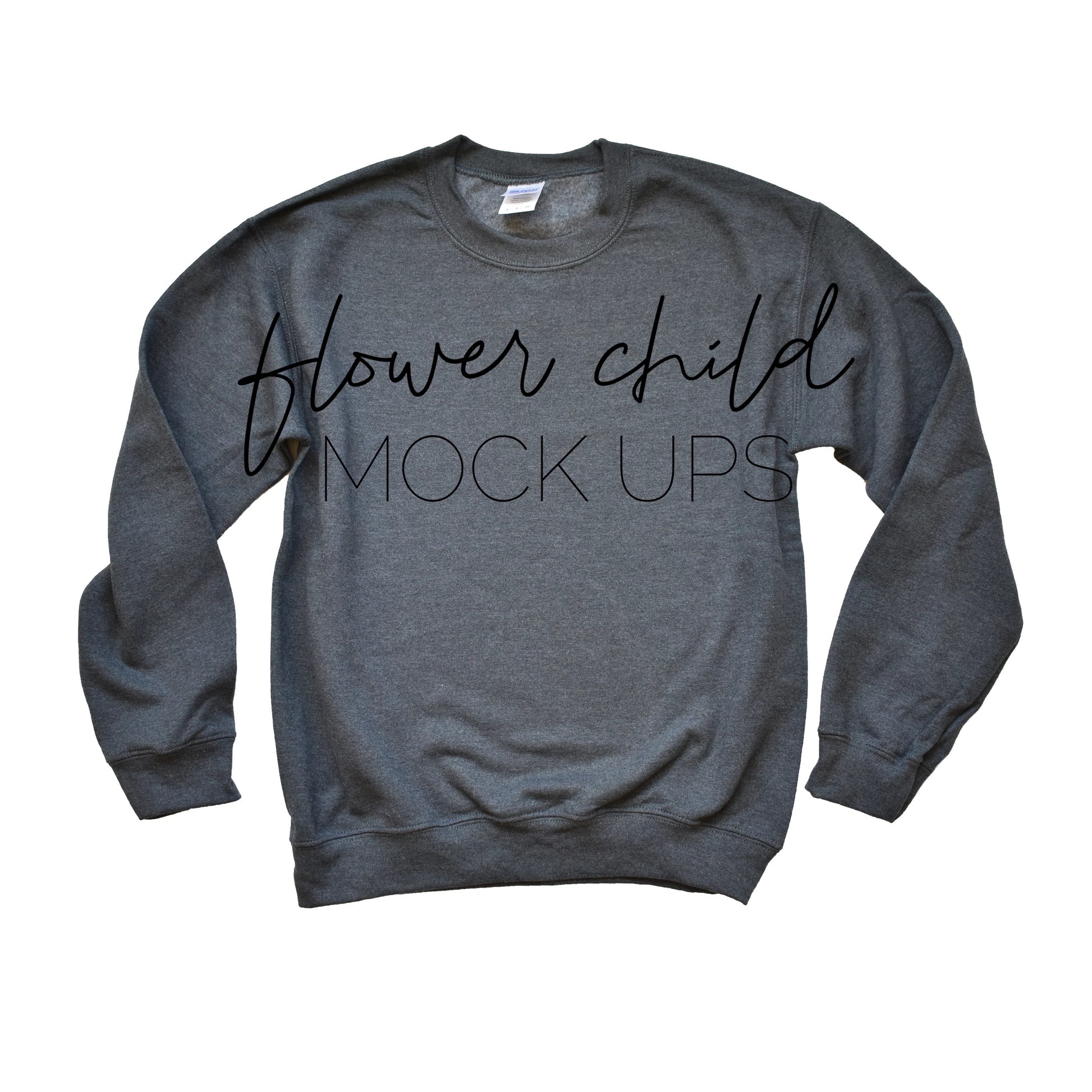 Gildan 18000 Sweatshirt Mock-up Dark Heather Gray - flowerchildmockups